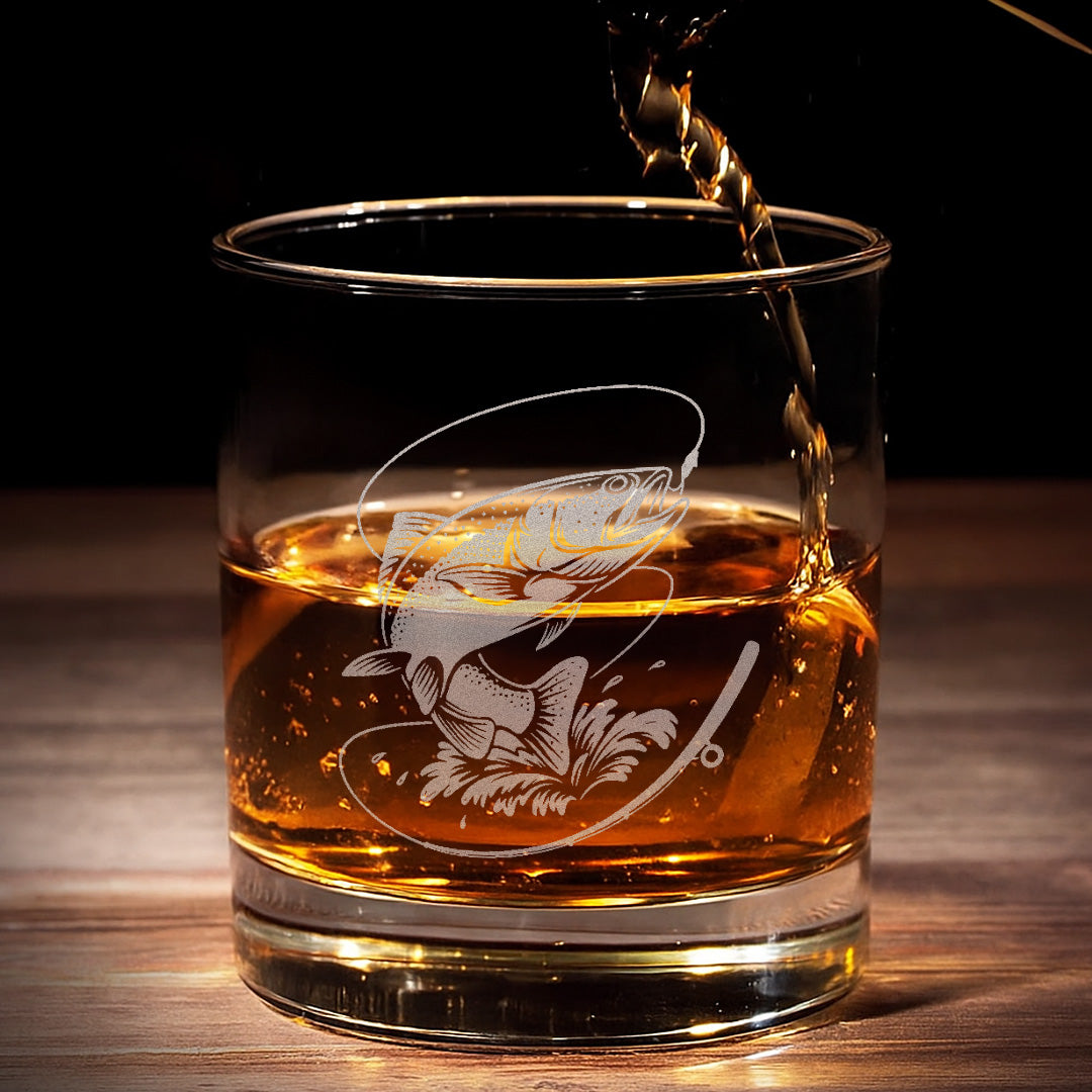 Trout Fishing Whiskey Glass – Custom Engraved Fly Fisherman Gift 2025 Limited Edition