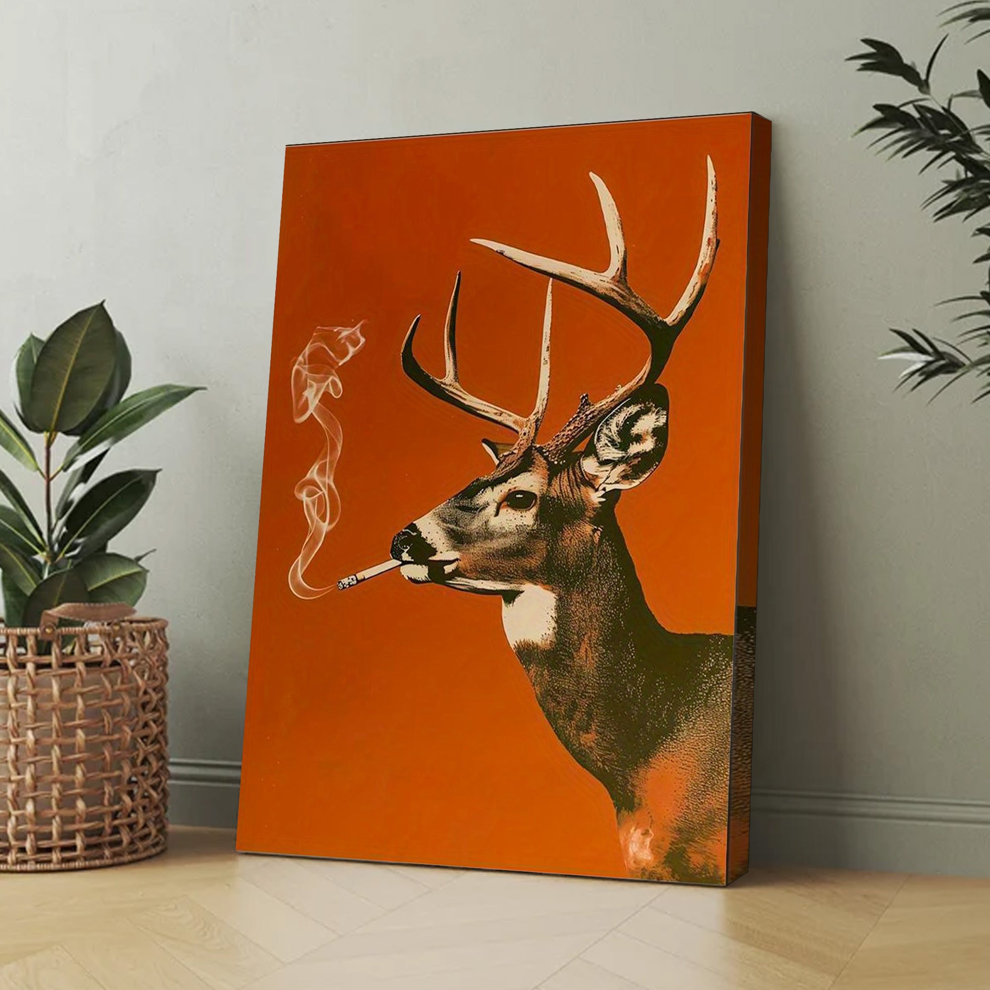 Smoking Buck Deer Canvas – Funny Hunting Wall Art for Man Caves - Gift for Hunters & Redneck Vibes