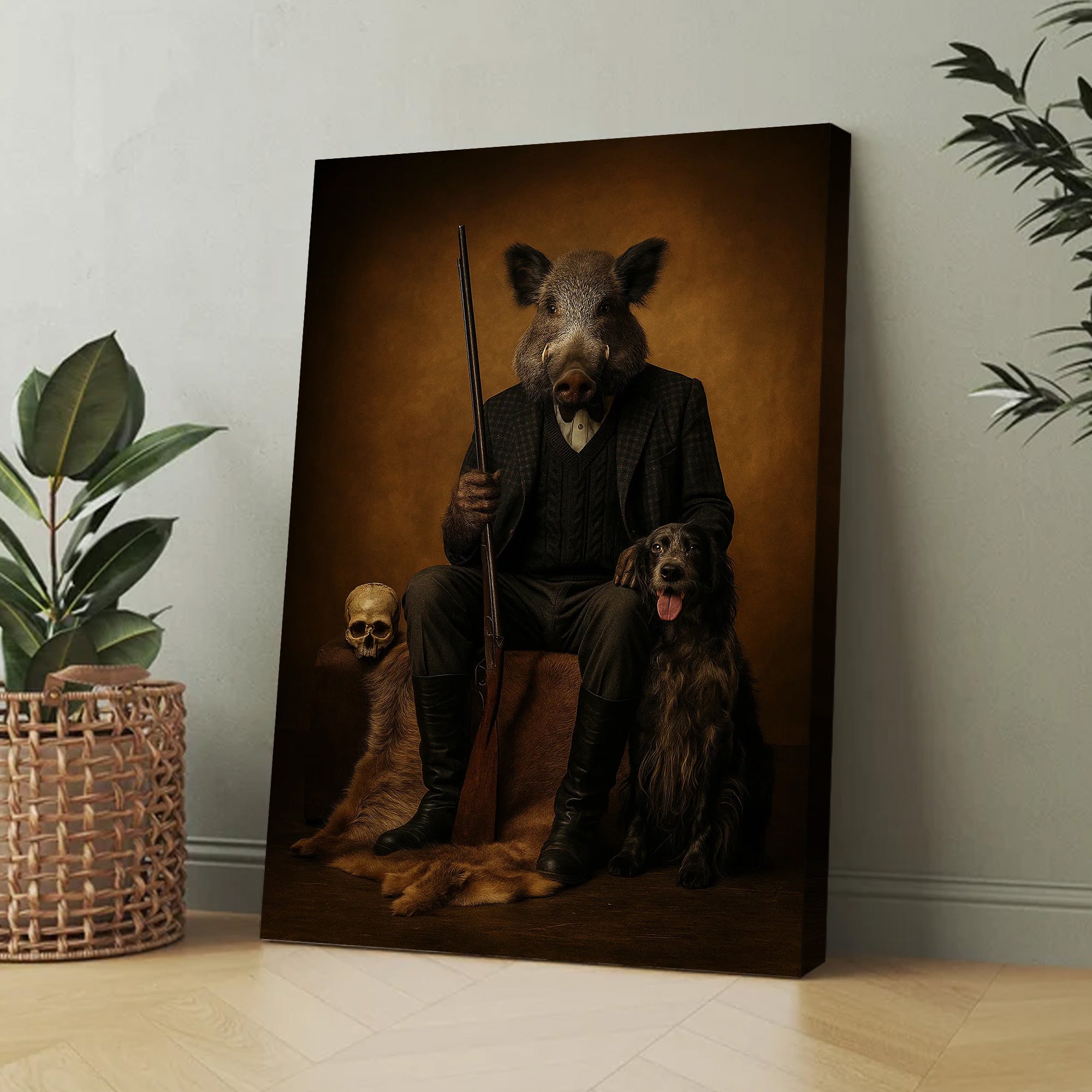 Boar Hunter Canvas Wall Art – Perfect Gift for Men Who Love Wildlife & Adventure