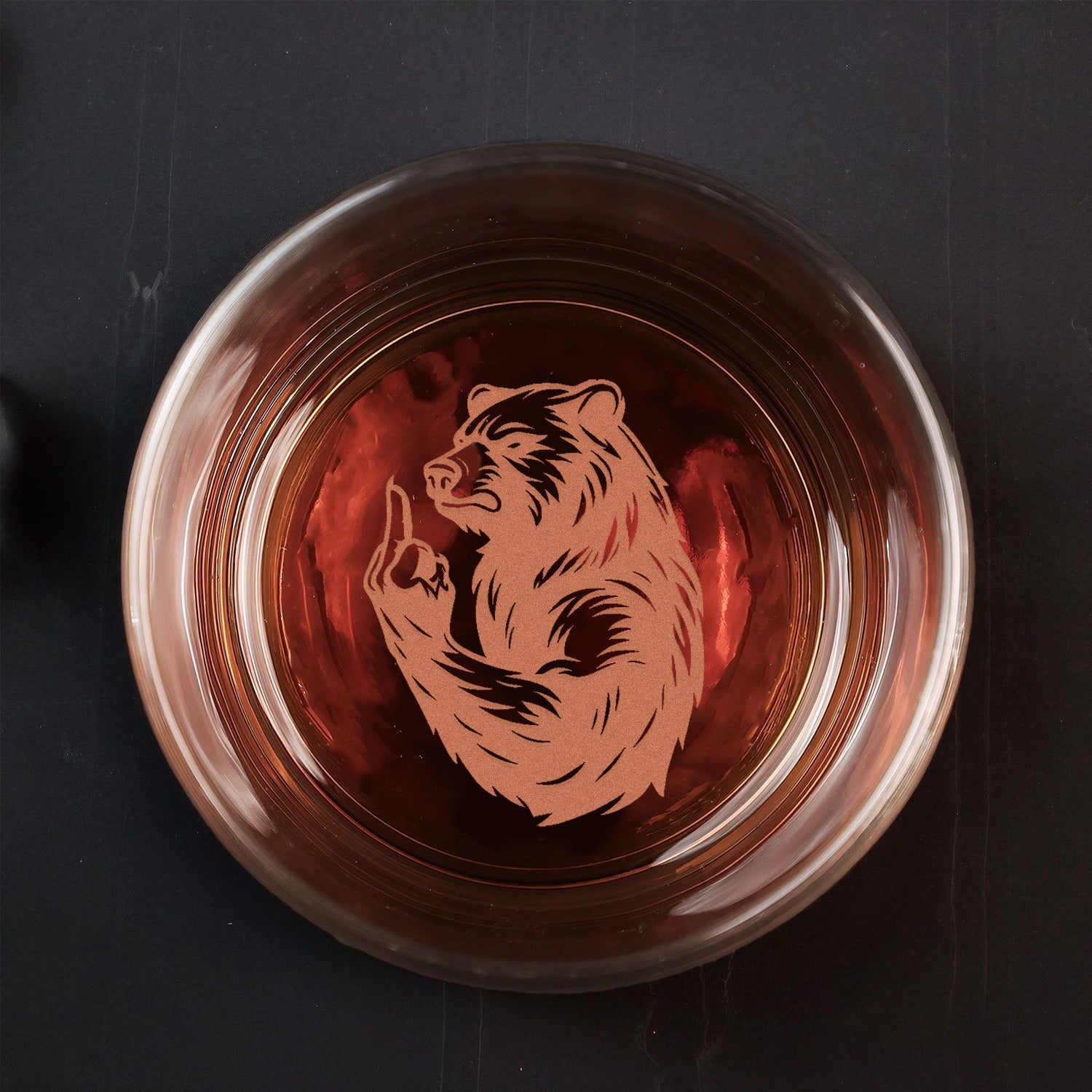 Bear Engraved Whiskey Glass – Funny Funny Finger Whiskey Glass for Men, Unique Barware Gift
