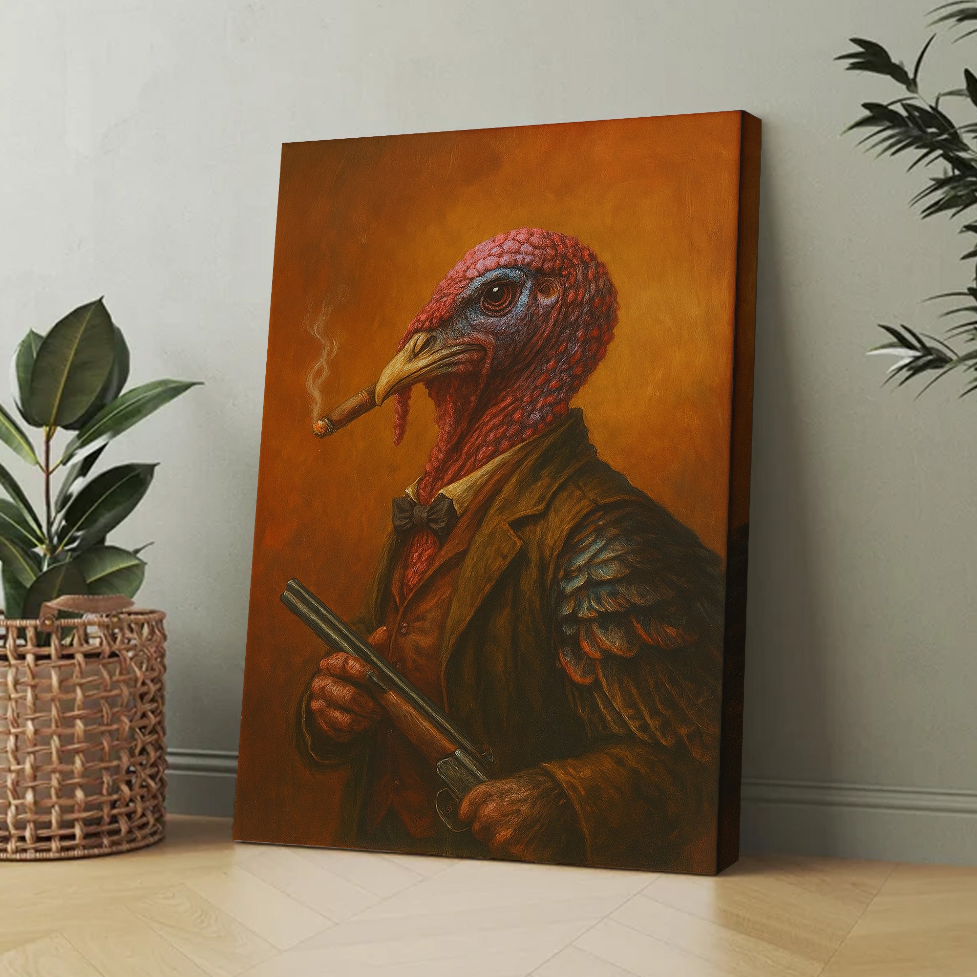 Turkey Smoking Canvas – Unique Hunting Lodge or Man Cave Decor