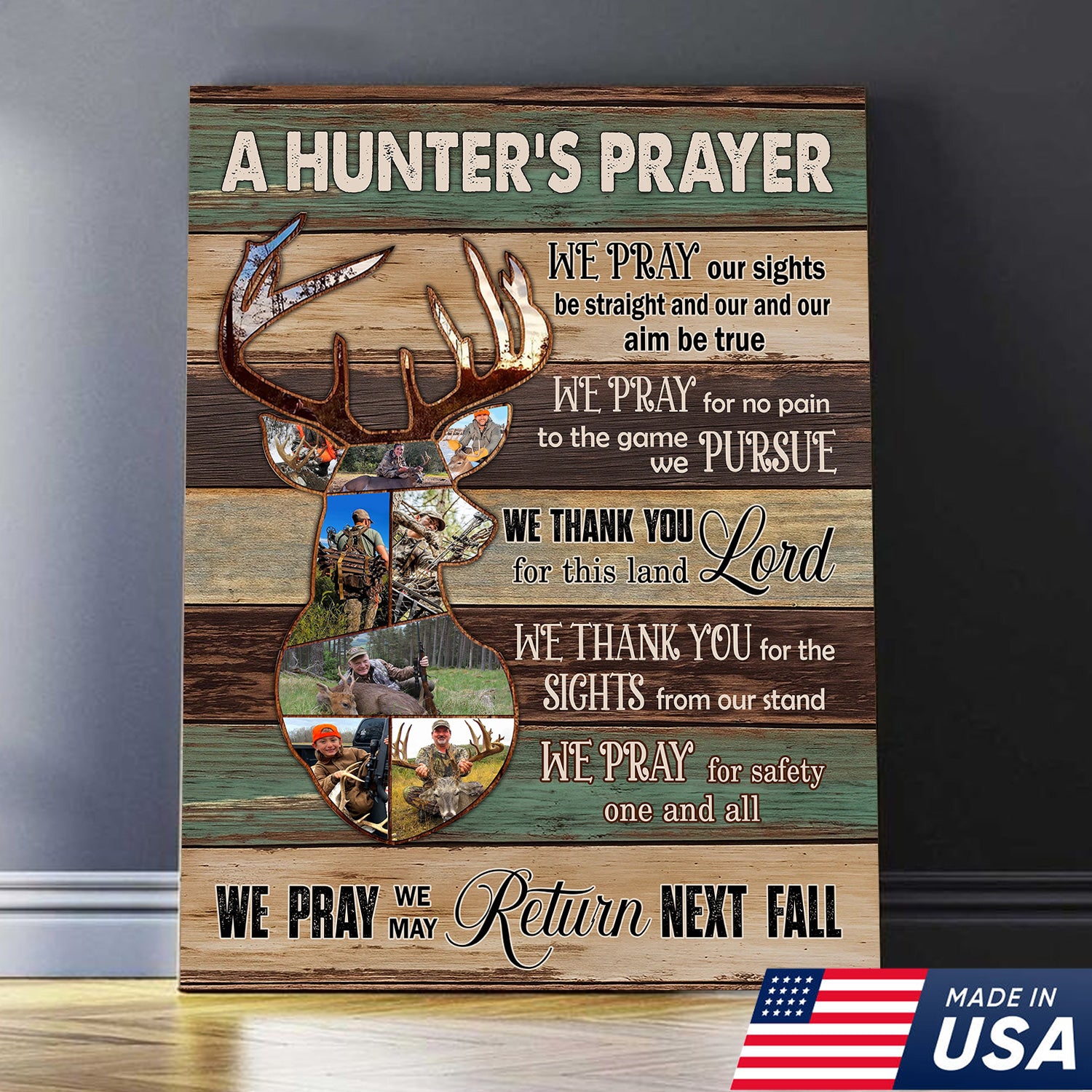 Personalized Image Hunter’s Prayer Canvas – Custom Deer Hunting Wall Art Gift for Hunters