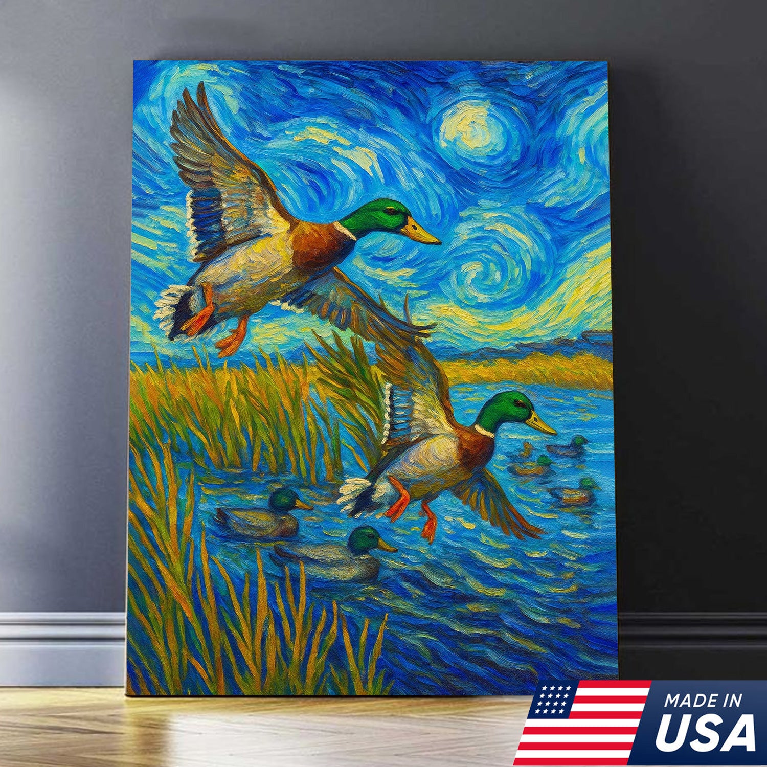 Mallard Duck Hunting Canvas Wall Art – Flying Ducks Rustic Decor