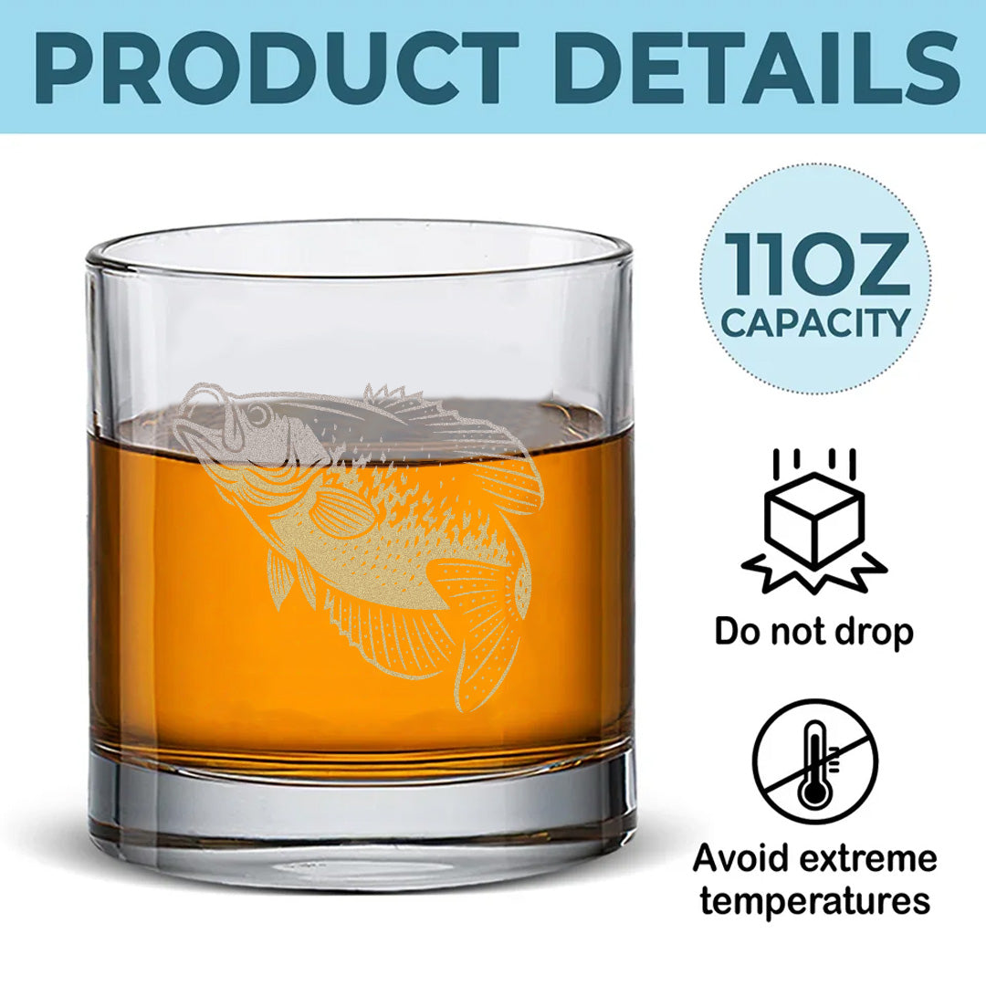 Crappie Fishing Whiskey Glass – Engraved Fisherman Gift for Dad, Husband,