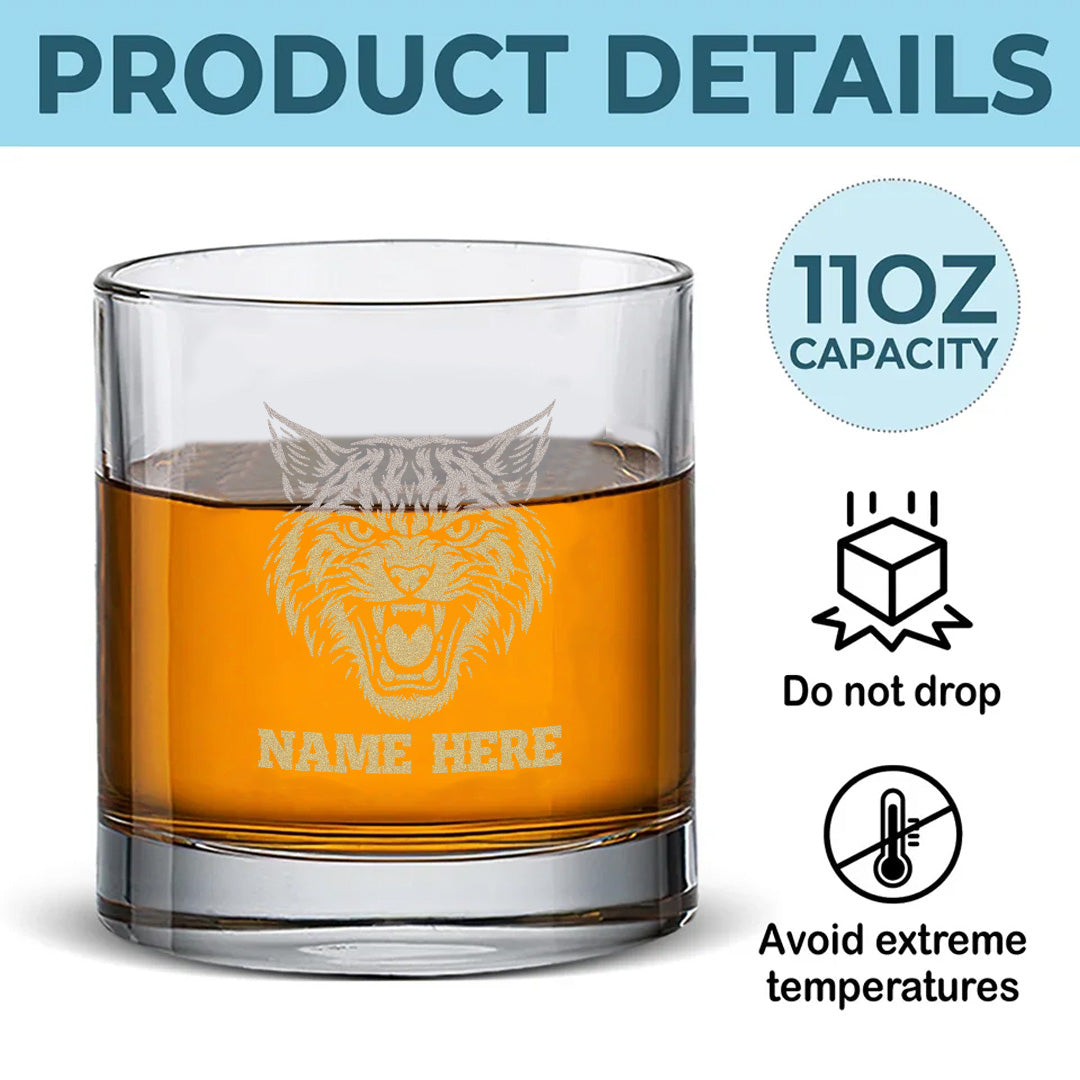 Personalized Whiskey Glass – Engraved Tiger Head, Custom Glass for Drinking Lovers And Man Cave Decor