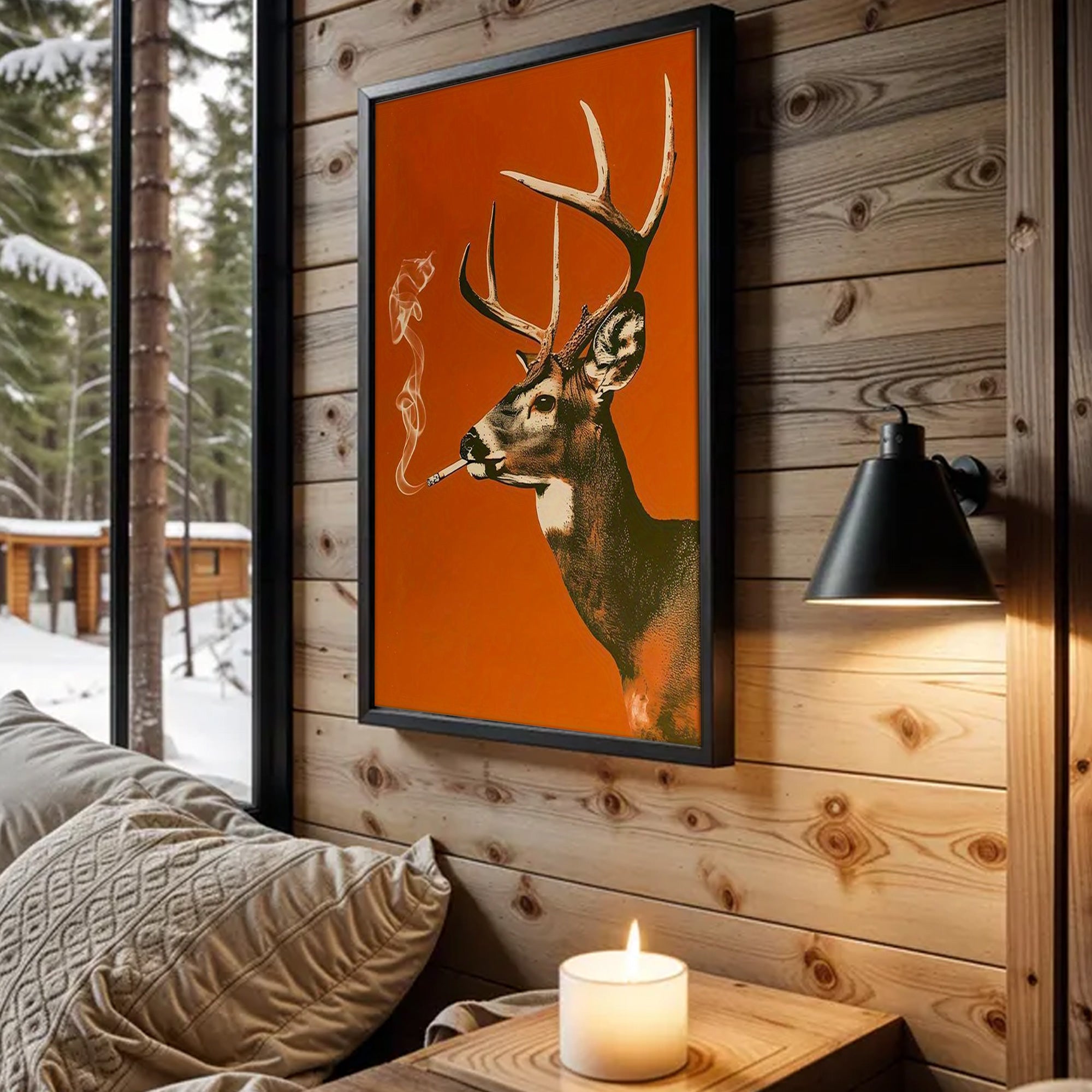 Smoking Buck Deer Canvas – Funny Hunting Wall Art for Man Caves - Gift for Hunters & Redneck Vibes