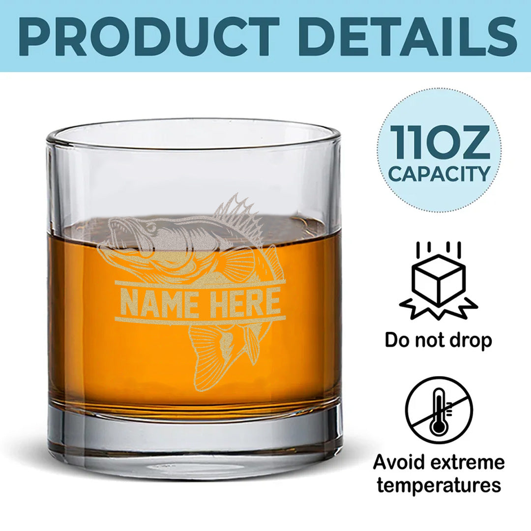 Personalized Fishing Whiskey Glass, Custom Engraved Bass Whiskey Glass Gift for Fishermen 2025 Limited Edition