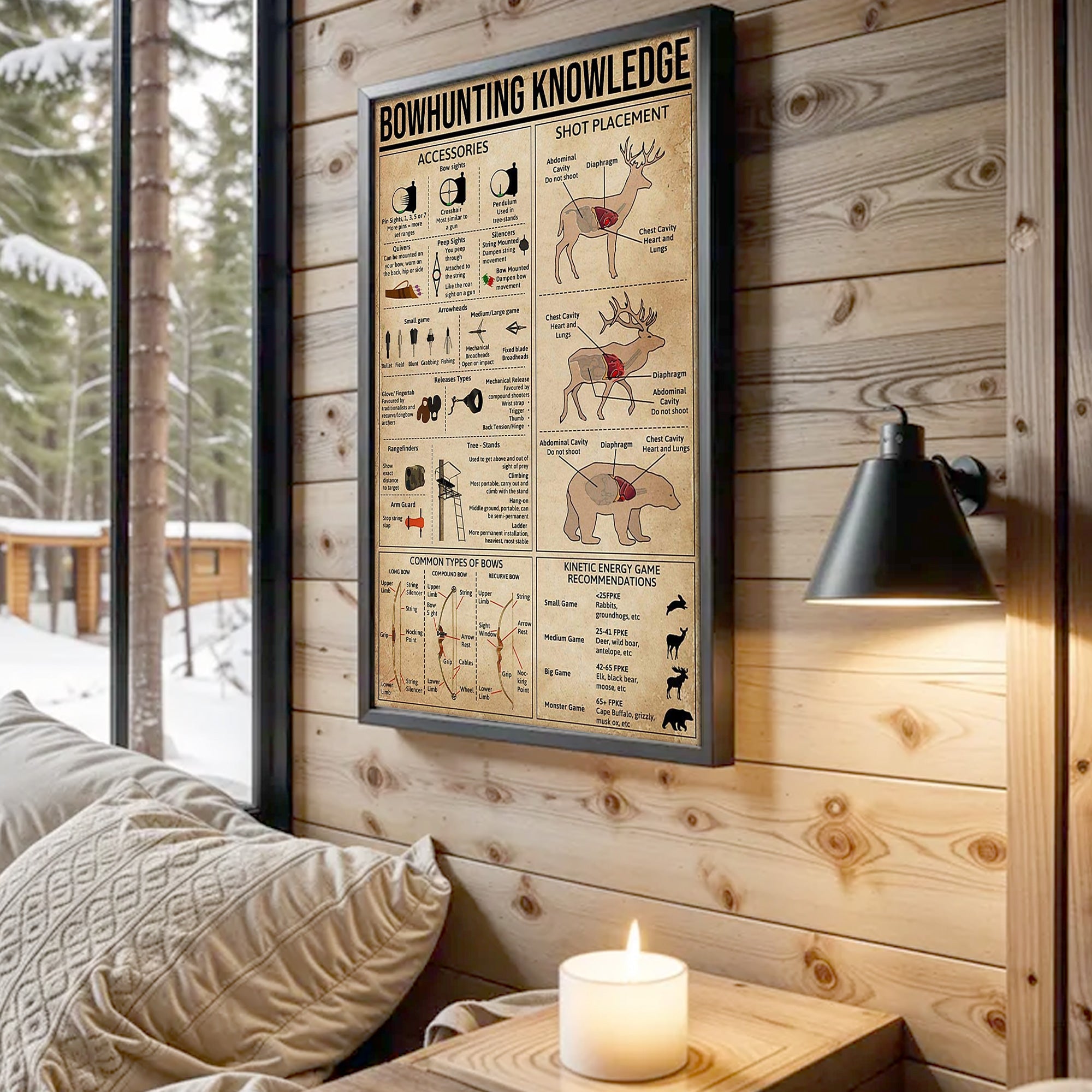 Bowhunting Knowledge Canvas – Deer & Elk Shot Placement and Archery Guide Wall Art