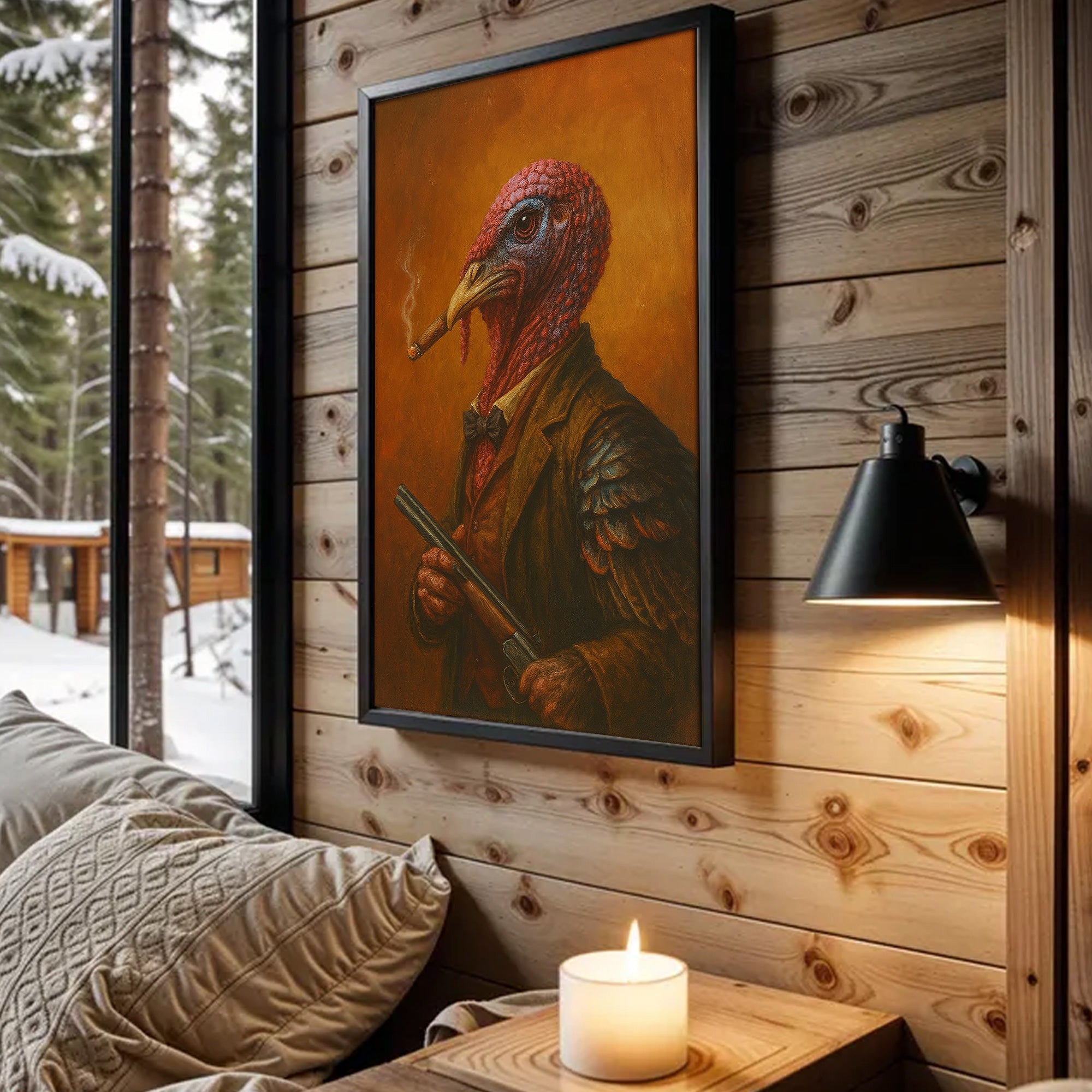 Turkey Smoking Canvas – Unique Hunting Lodge or Man Cave Decor