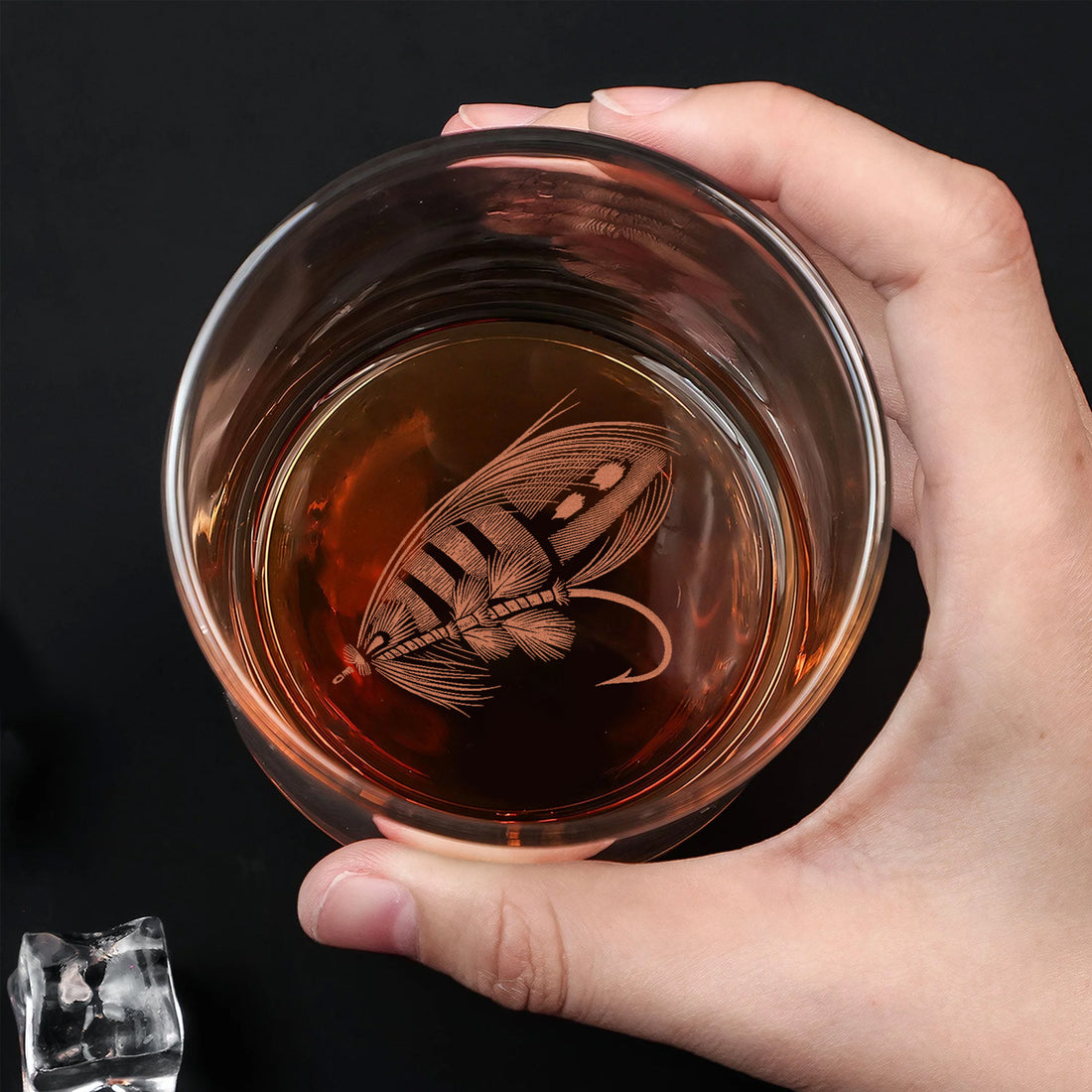 Fly Fishing Engraved Whiskey Glass – Whiskey Glass for Men, Fishermen & Whiskey Lovers