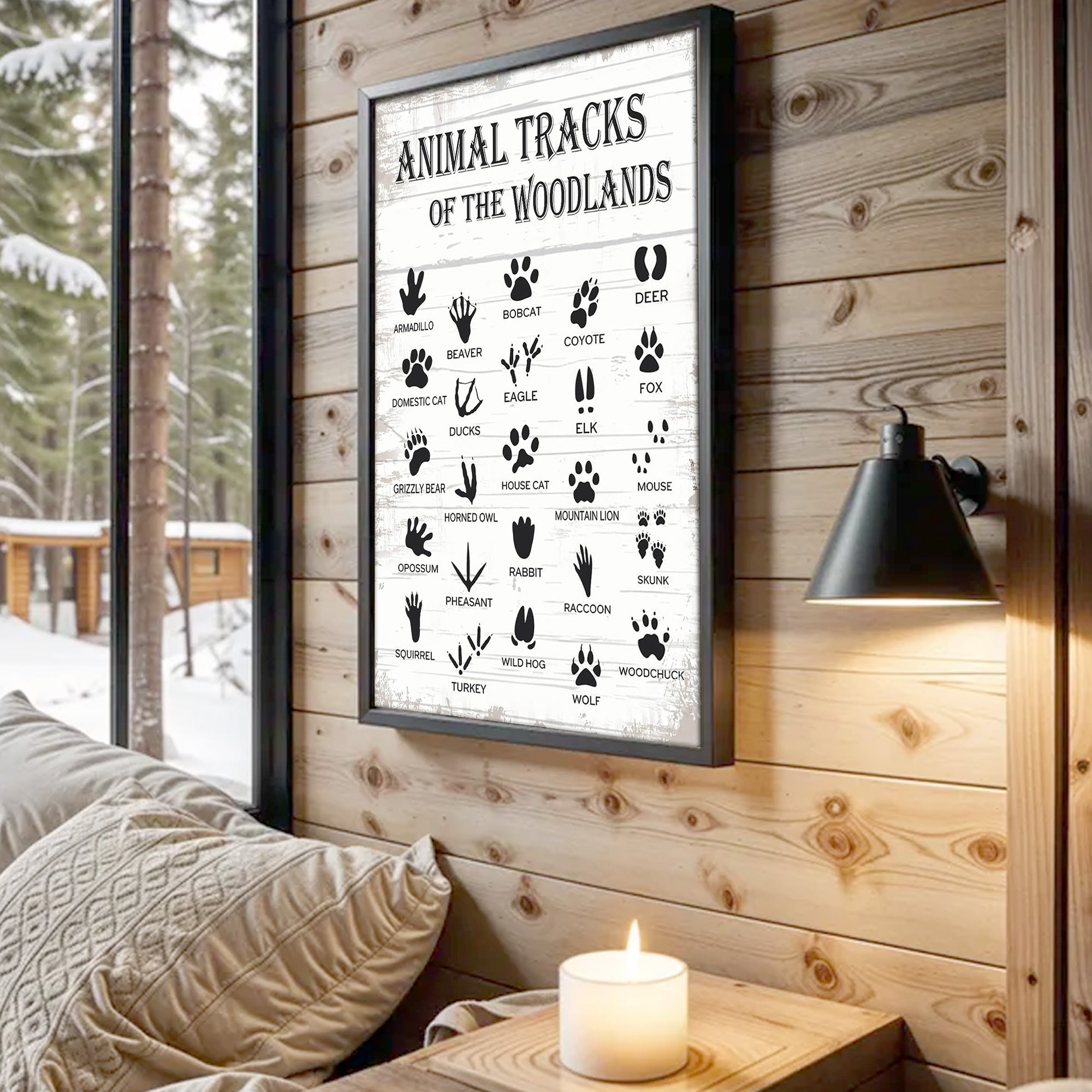 Animal Tracks of the Woodlands Canvas – Rustic Cabin Wall Art for Hunters & Nature Lovers