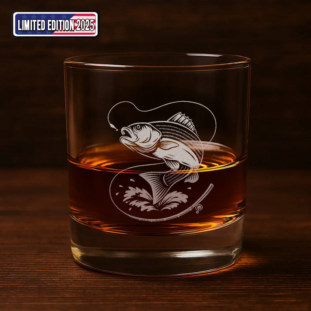 Fishing Engraved Whiskey Glass, Fishing Rocks Glass Gift for Fisherman & Outdoorsmen