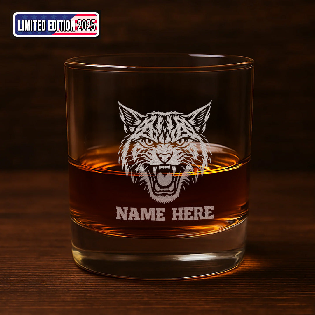 Personalized Whiskey Glass – Engraved Tiger Head, Custom Glass for Drinking Lovers And Man Cave Decor