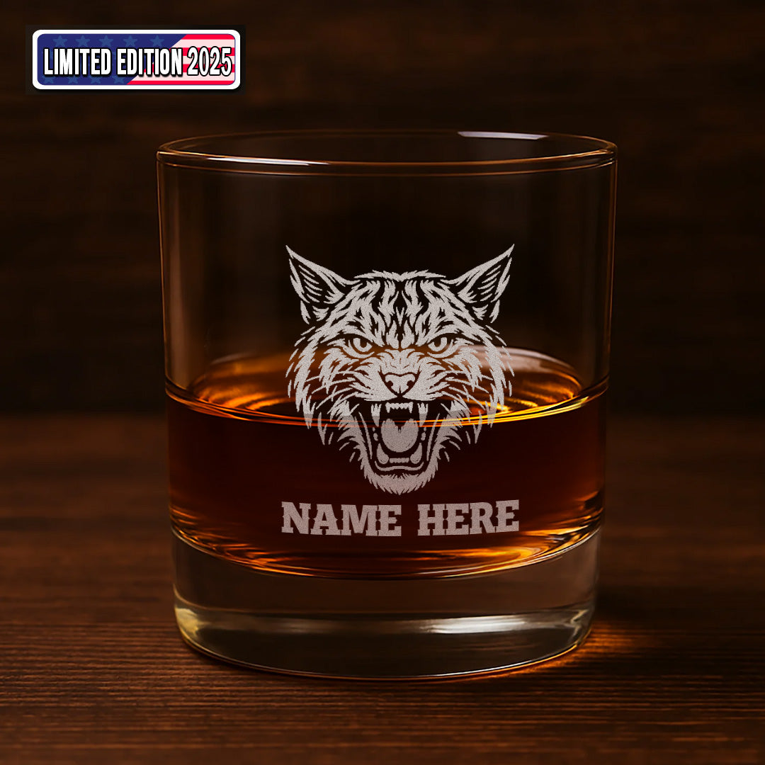 Personalized Whiskey Glass – Engraved Tiger Head, Custom Glass for Whiskey Lovers And Man Cave Decor