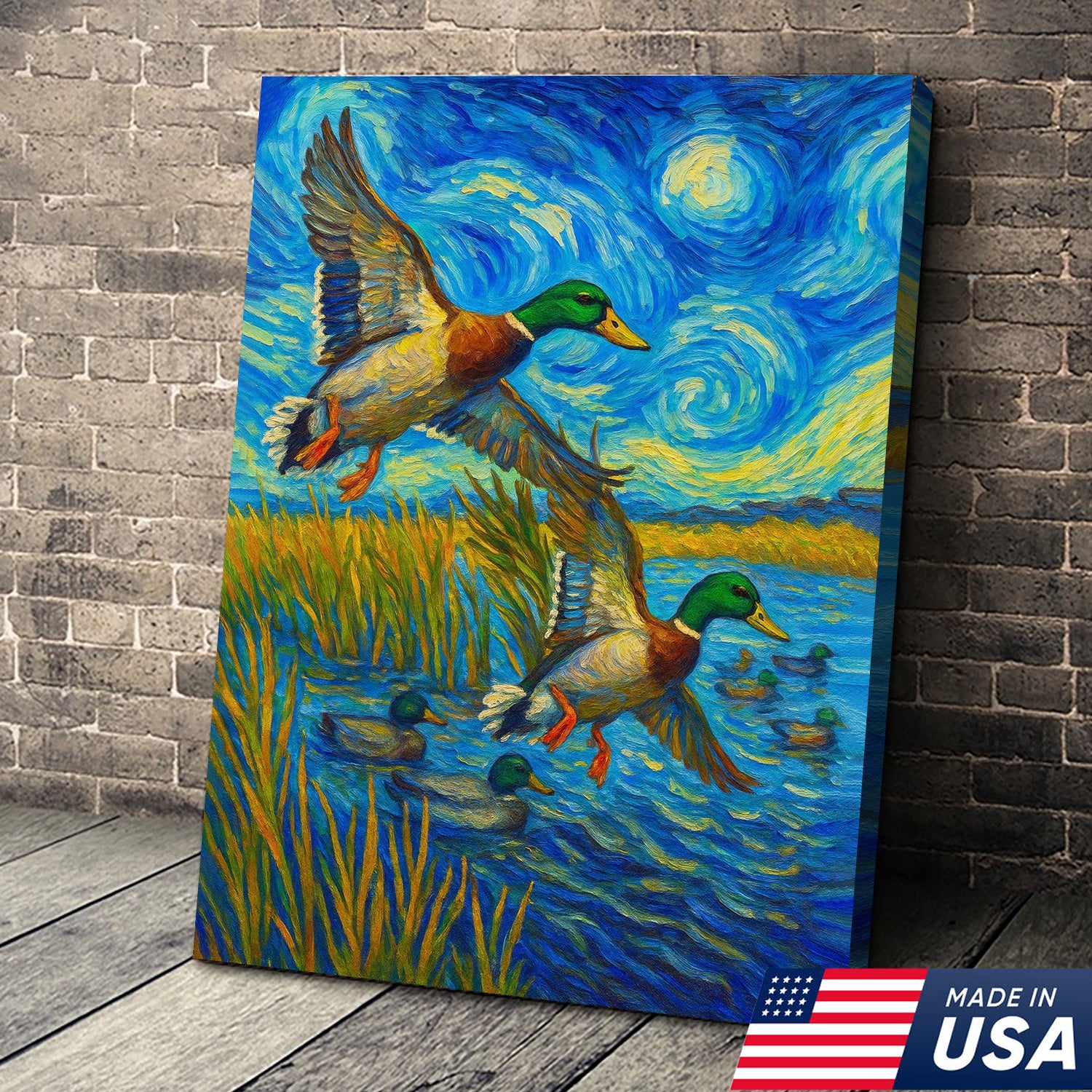 Mallard Duck Hunting Canvas Wall Art – Flying Ducks Rustic Decor