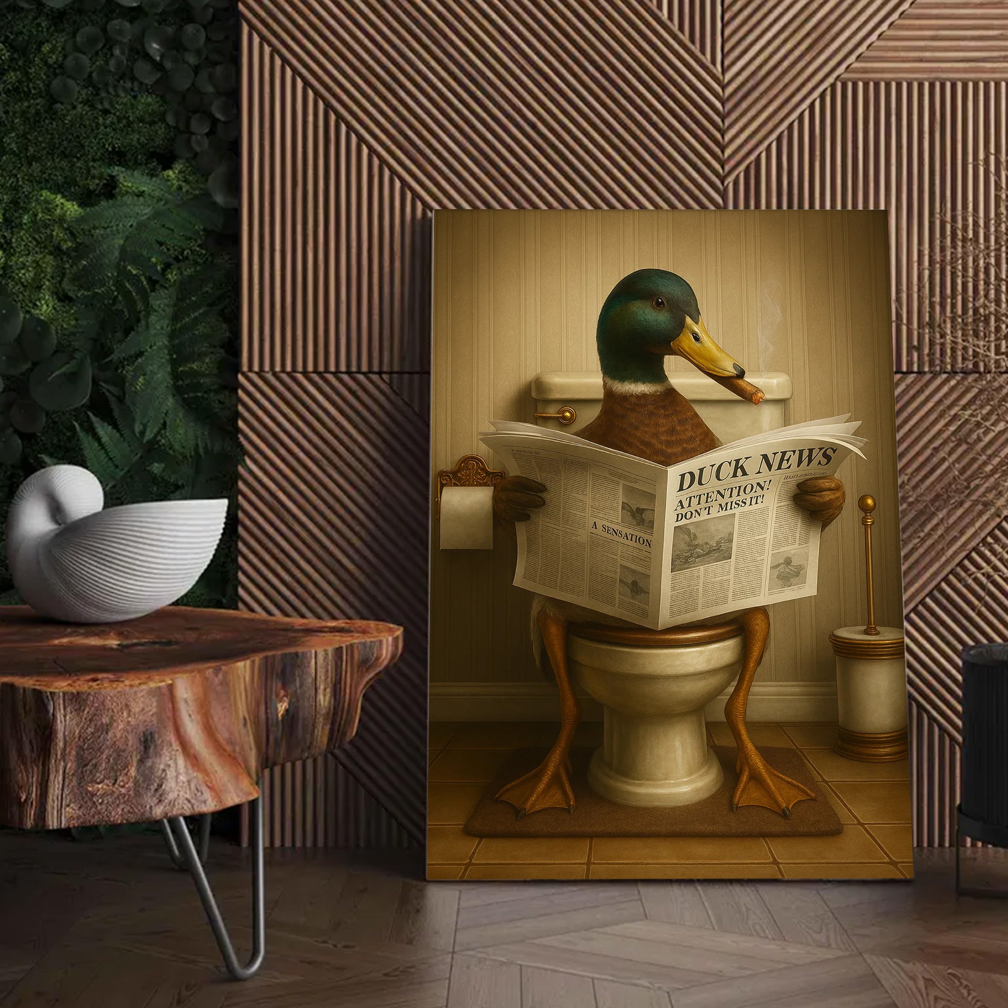Smoking Duck Canvas – Funny Wildlife Wall Art for Hunters & Animal Lovers