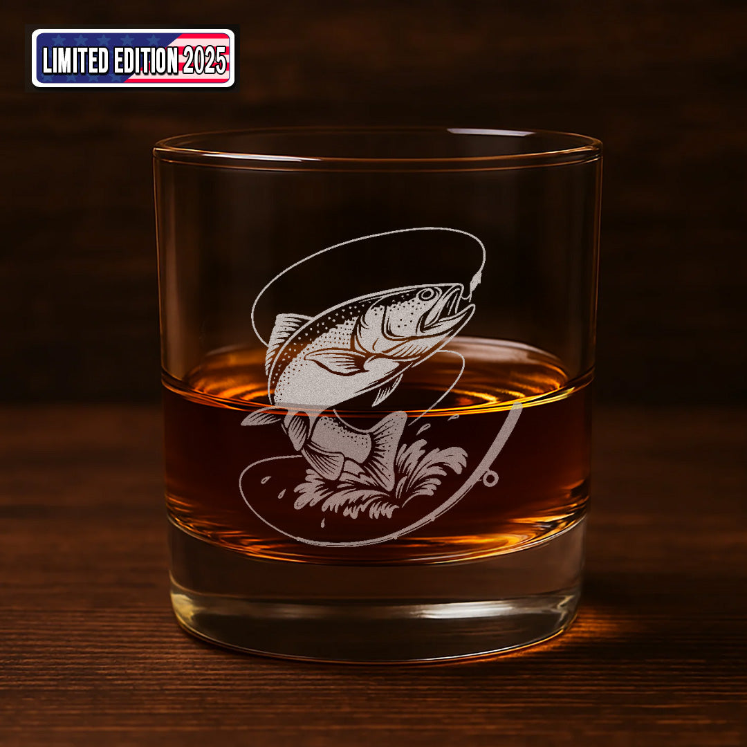 Trout Fishing Whiskey Glass – Custom Engraved Fly Fisherman Gift 2025 Limited Edition