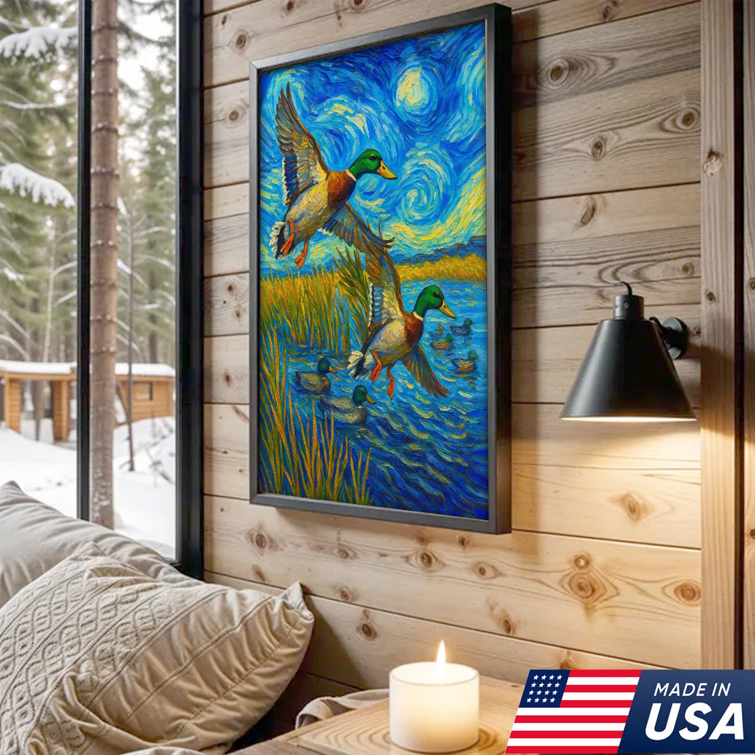 Mallard Duck Hunting Canvas Wall Art – Flying Ducks Rustic Decor