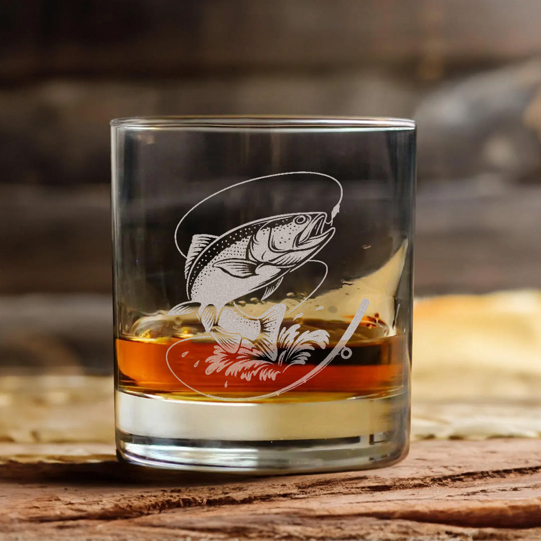 Trout Fishing Whiskey Glass – Custom Engraved Fly Fisherman Gift 2025 Limited Edition