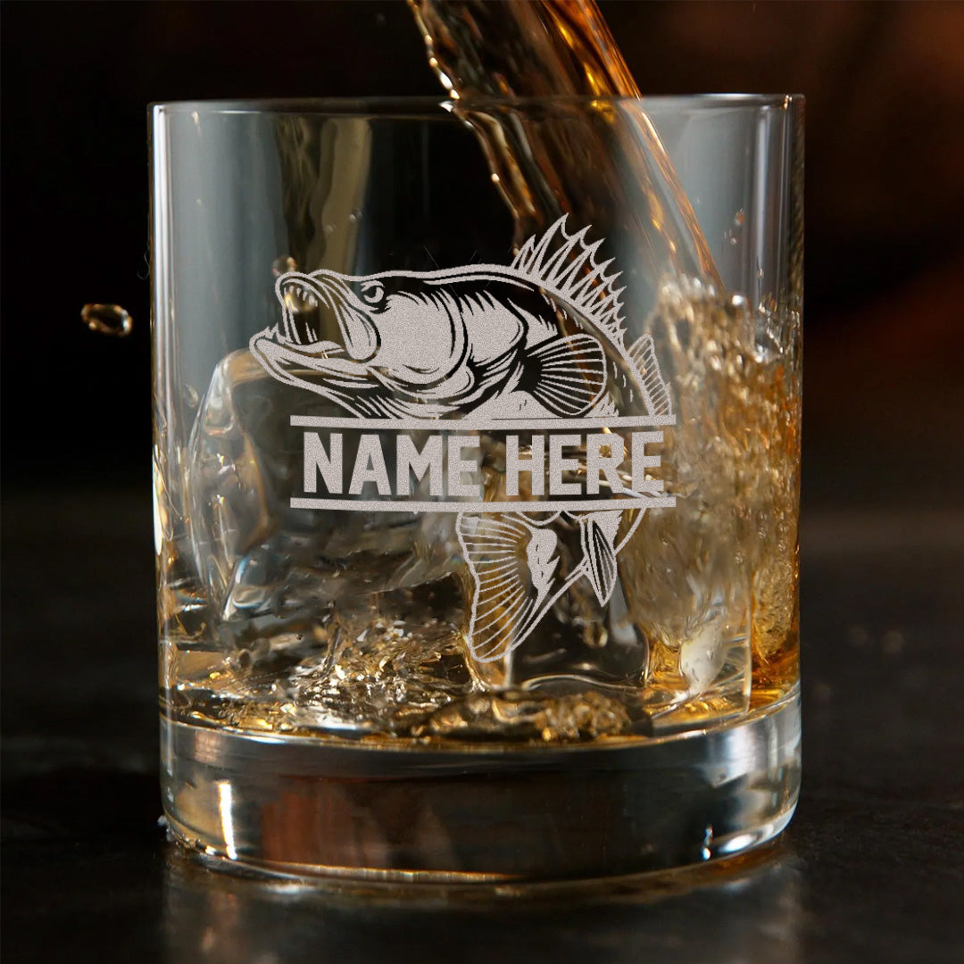 Personalized Fishing Whiskey Glass, Custom Engraved Bass Whiskey Glass Gift for Fishermen 2025 Limited Edition