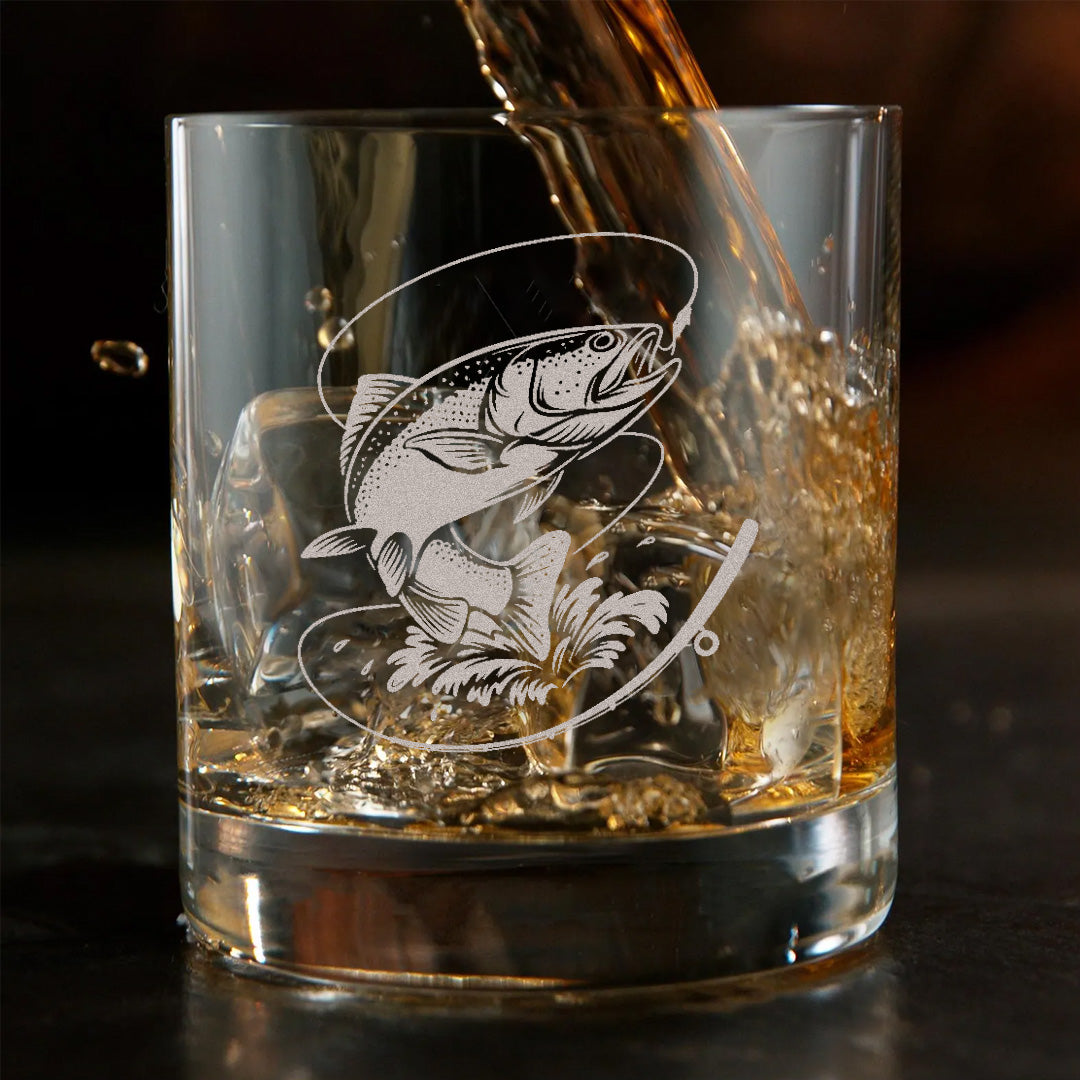 Trout Fishing Whiskey Glass – Custom Engraved Fly Fisherman Gift 2025 Limited Edition