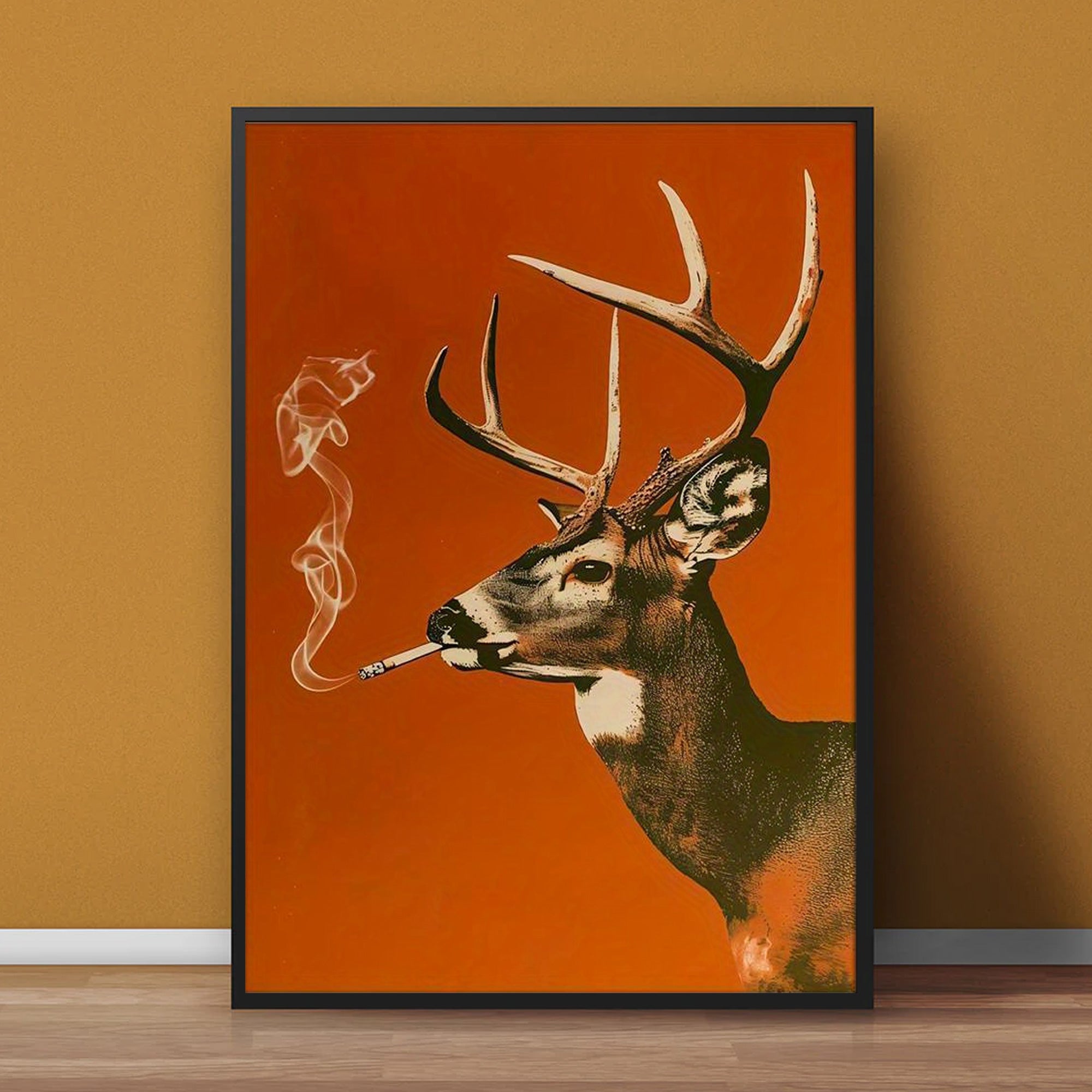 Smoking Buck Deer Canvas – Funny Hunting Wall Art for Man Caves - Gift for Hunters & Redneck Vibes