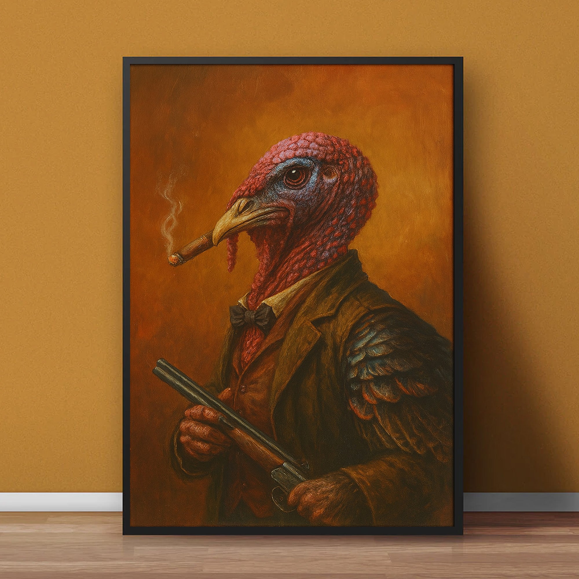 Turkey Smoking Canvas – Unique Hunting Lodge or Man Cave Decor