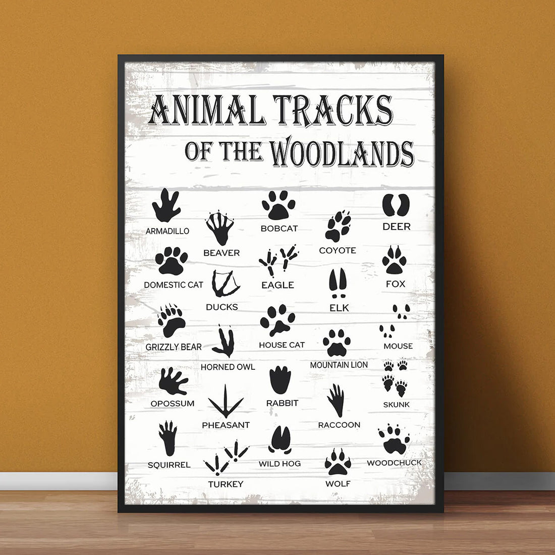 Animal Tracks of the Woodlands Canvas – Rustic Cabin Wall Art for Hunters & Nature Lovers