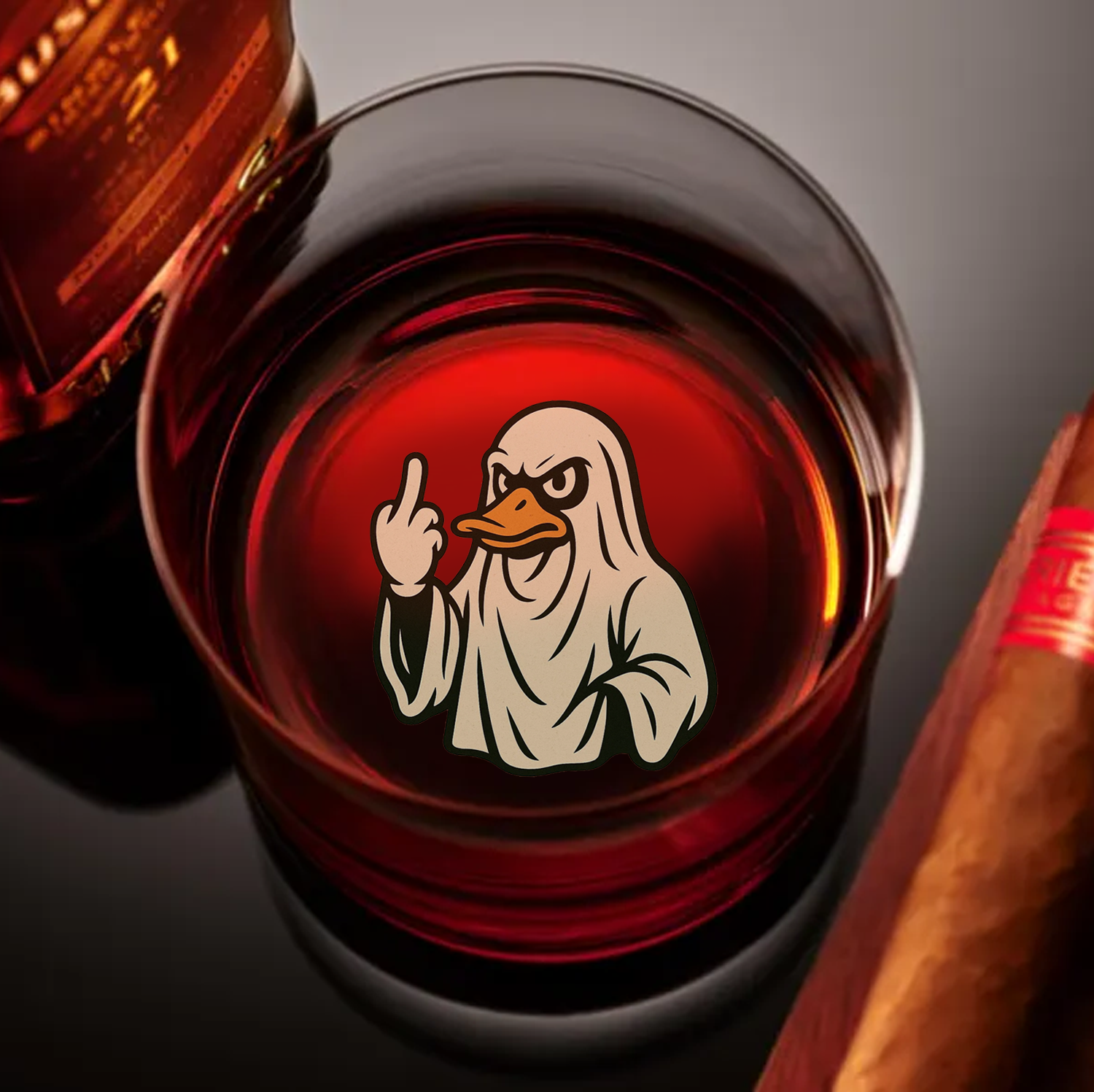 Funny Duck Halloween Whiskey Glass – Unique Drinking Gift for Hunters, Men, and Whiskey Lovers