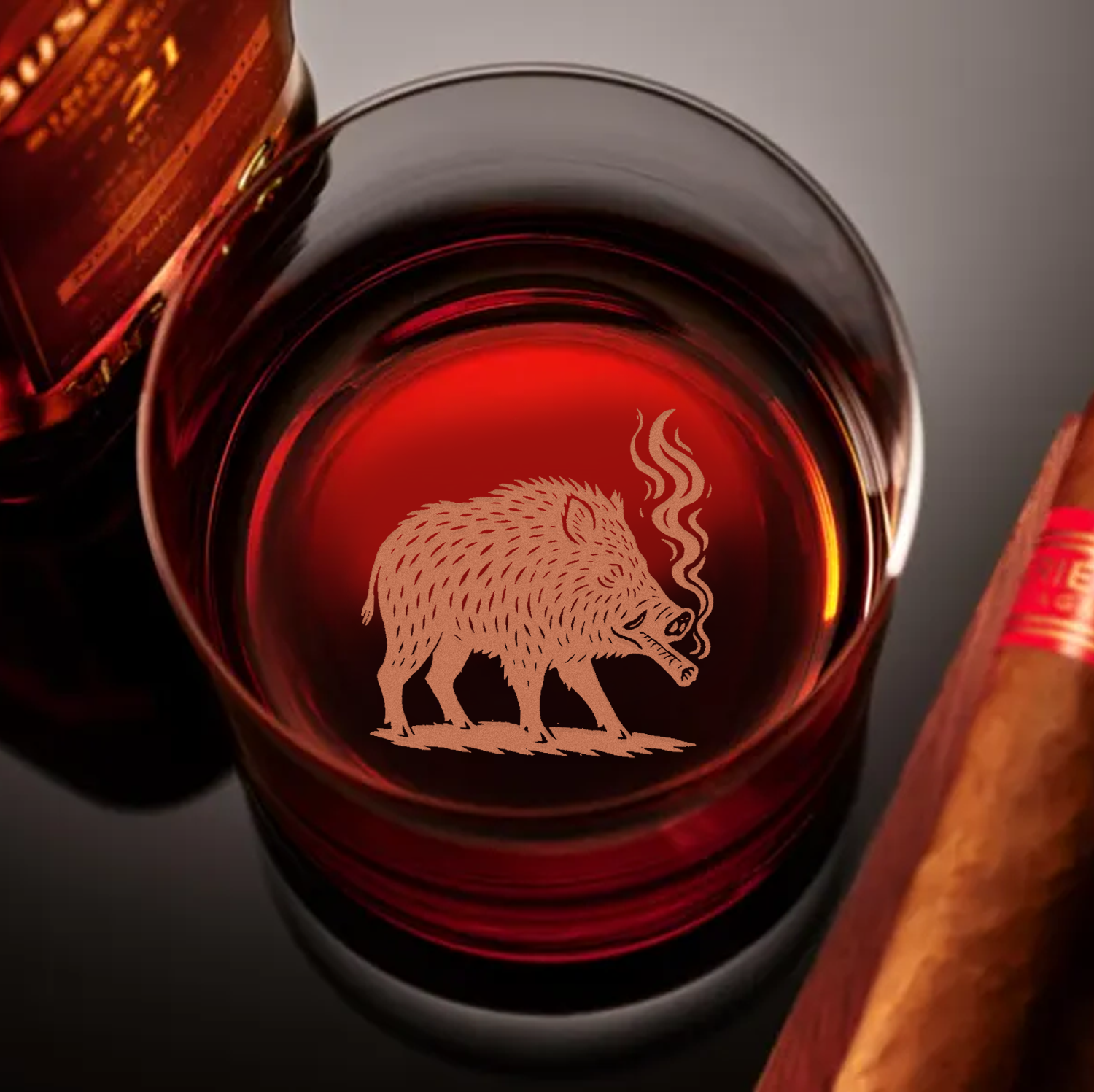 Wild Boar Hunting Engraved Whiskey Glass 2025 – Limited Edition Gift for Men & Hunters