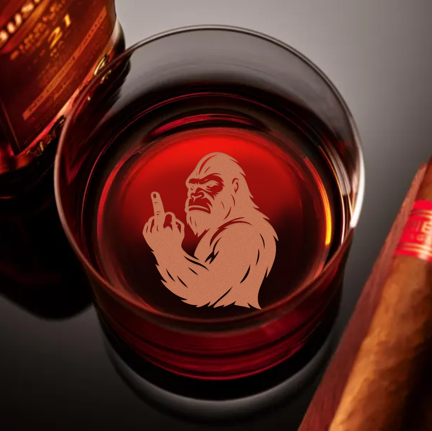 Funny Bigfoot Engraved Whiskey Glass 2025 – Limited Edition Funny Gift for Men & Whiskey Lovers