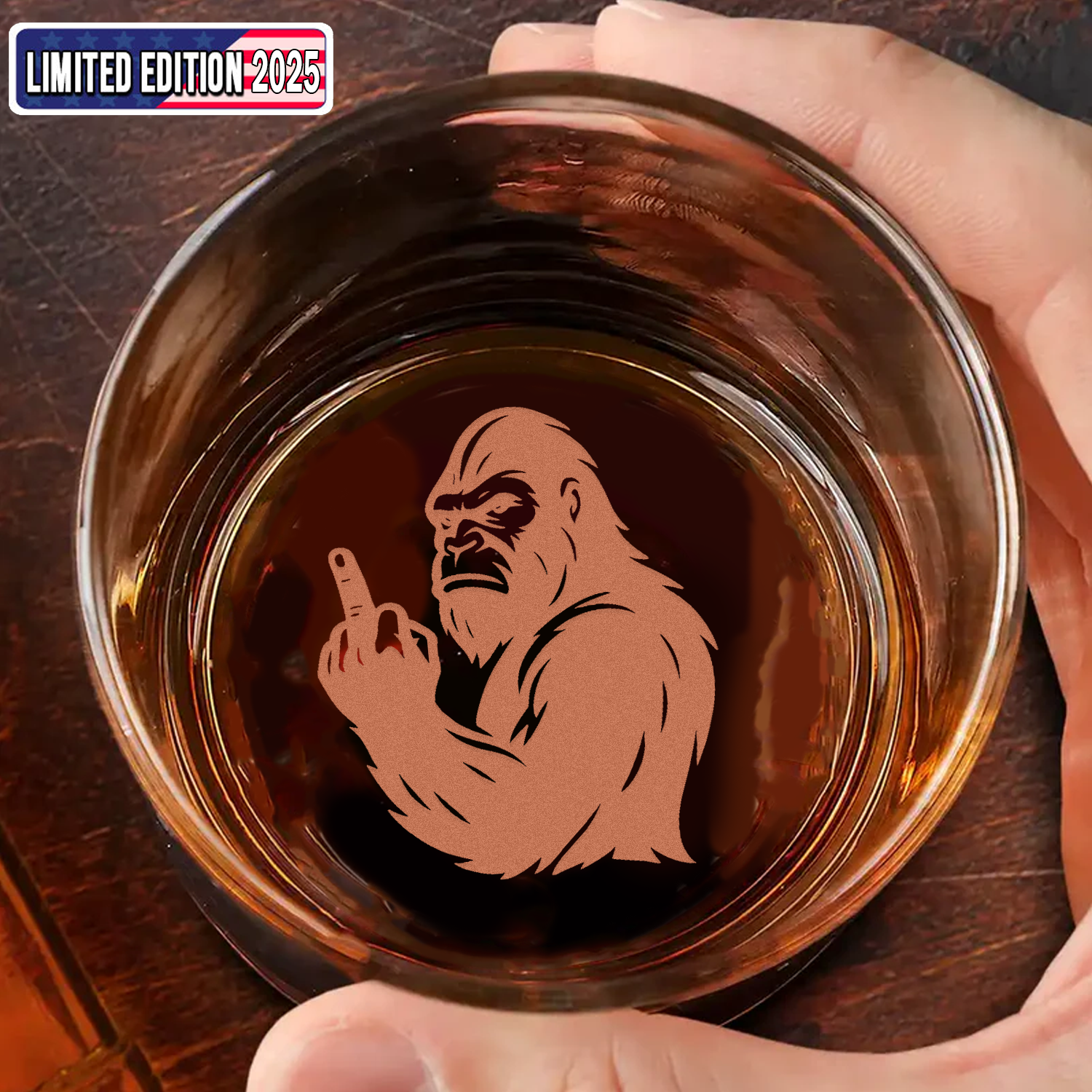 Funny Bigfoot Engraved Whiskey Glass 2025 – Limited Edition Funny Gift for Men & Whiskey Lovers