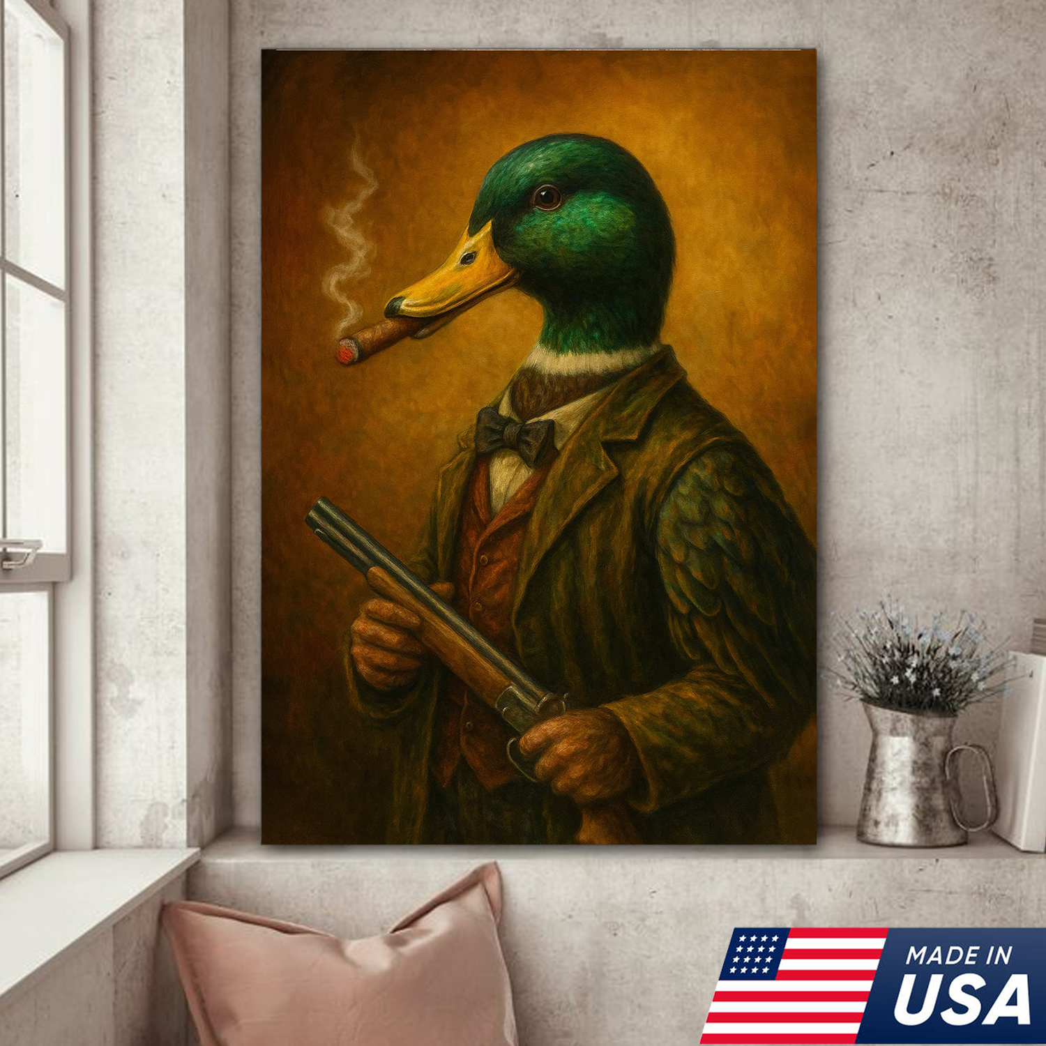 Duck Hunter Canvas Wall Art – Funny Hunting Gift for Men, Waterfowl Hunters & Lodge Decor