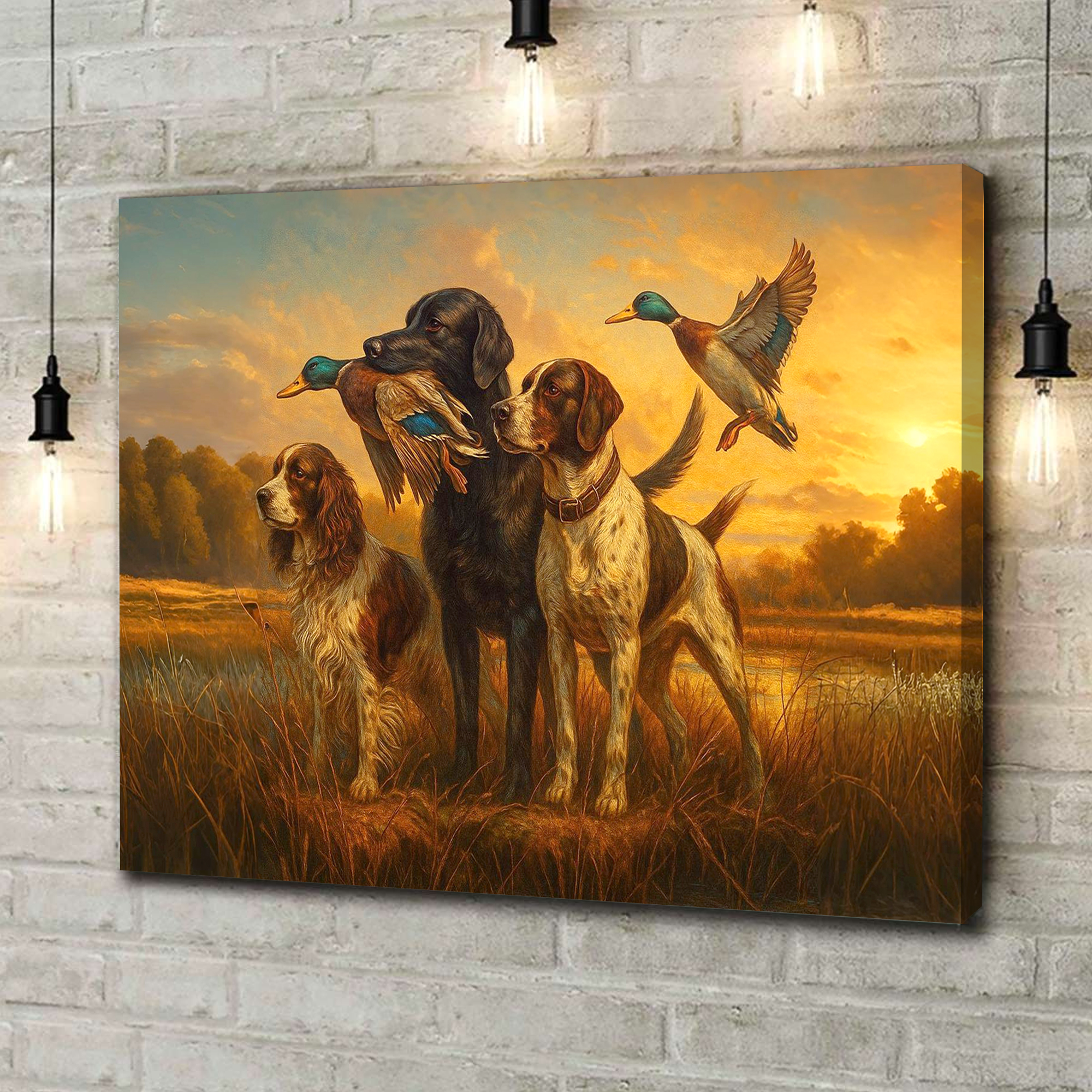 Duck Hunting Dogs Canvas Wall Art, Rustic Hunting Home Decor, Perfect Gift for Hunters