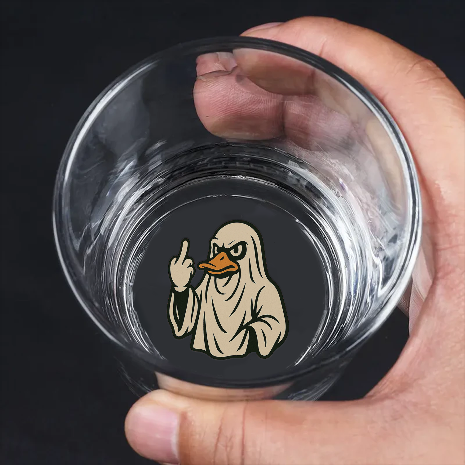 Funny Duck Halloween Whiskey Glass – Unique Drinking Gift for Hunters, Men, and Whiskey Lovers