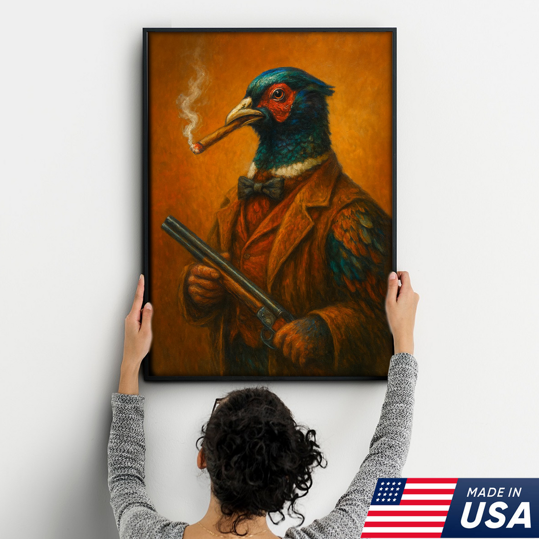 Pheasant Hunter Canvas Wall Art – Funny Hunting Gift for Men, Upland Game Bird Hunters & Lodge Decor