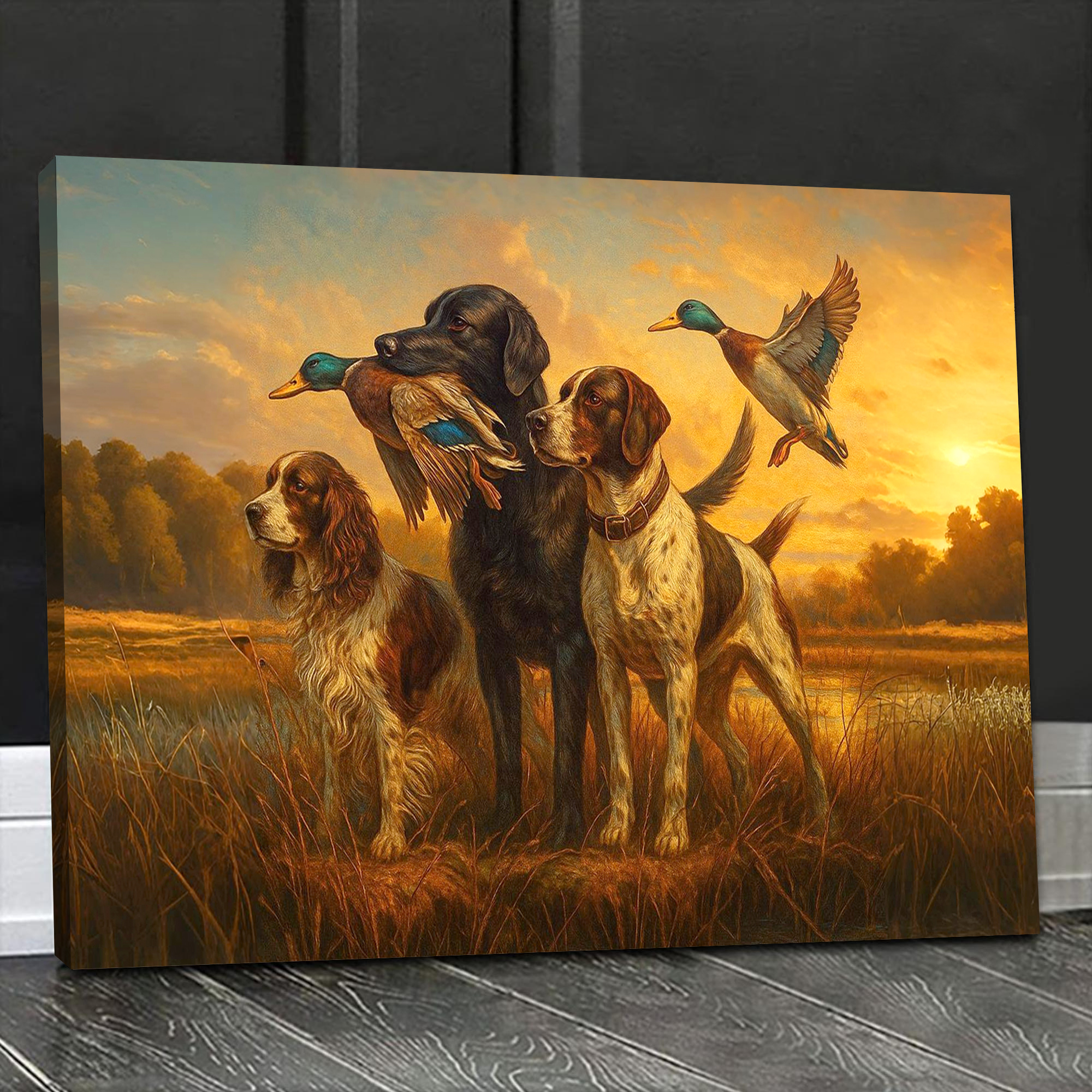 Duck Hunting Dogs Canvas Wall Art, Rustic Hunting Home Decor, Perfect Gift for Hunters