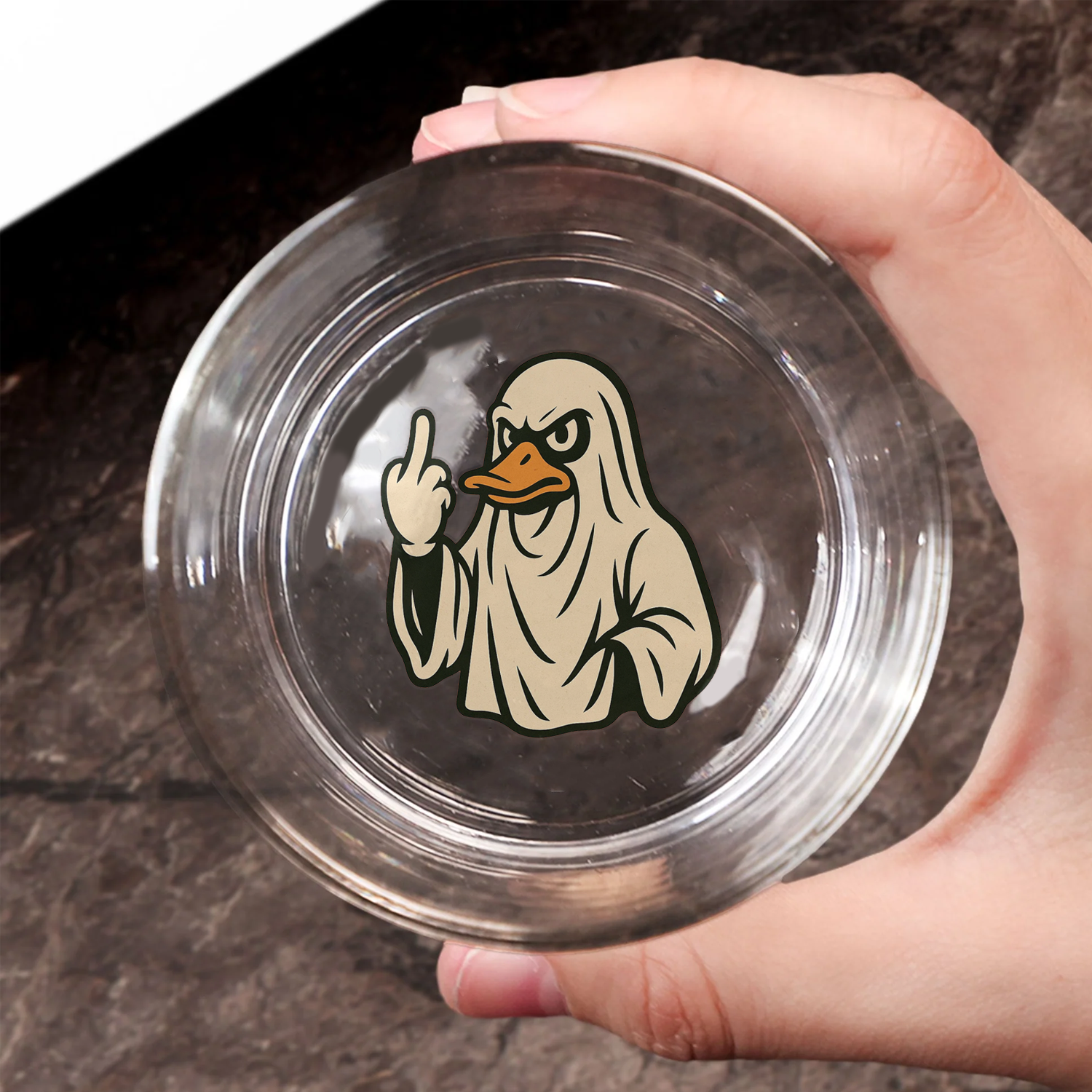 Funny Duck Halloween Whiskey Glass – Unique Drinking Gift for Hunters, Men, and Whiskey Lovers