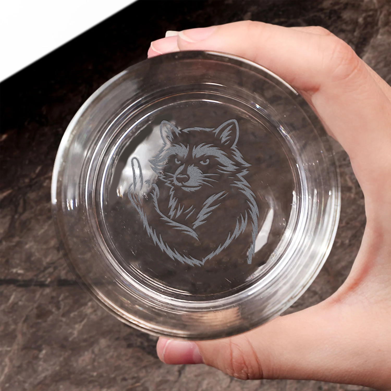 Raccoon Hunting Engraved Whiskey Glass, Gift for Men, Rustic Wildlife Barware