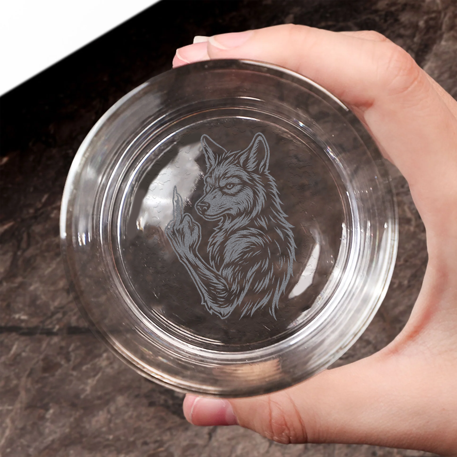 Wolf Fuckin' Engraved Whiskey Glass, Custom Rocks Glass 2025, Funny Gift for Hunters & Outdoorsmen