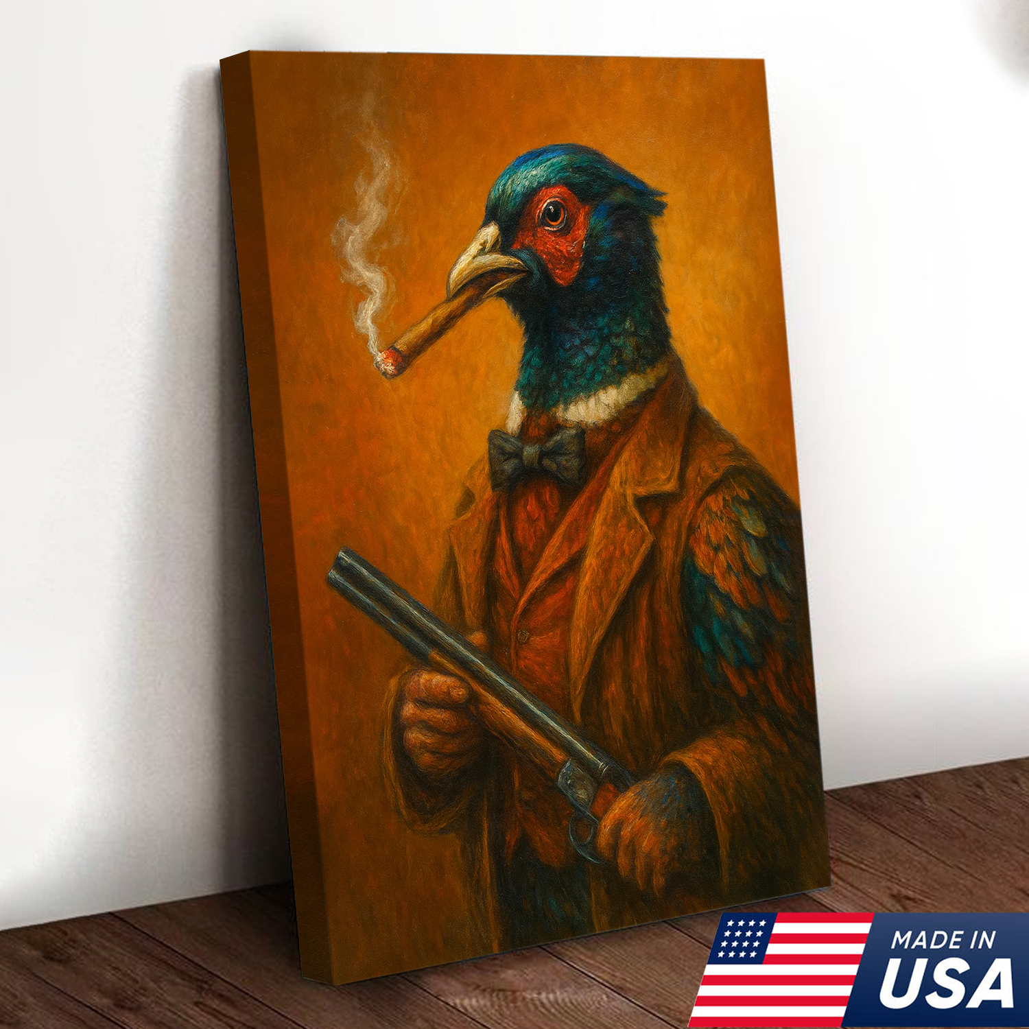 Pheasant Hunter Canvas Wall Art – Funny Hunting Gift for Men, Upland Game Bird Hunters & Lodge Decor