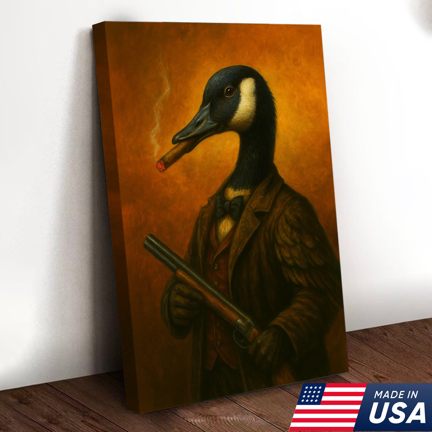Goose Hunter Canvas Wall Art – Funny Canada Goose Hunting Gift for Men, Lodge & Man Cave Decor
