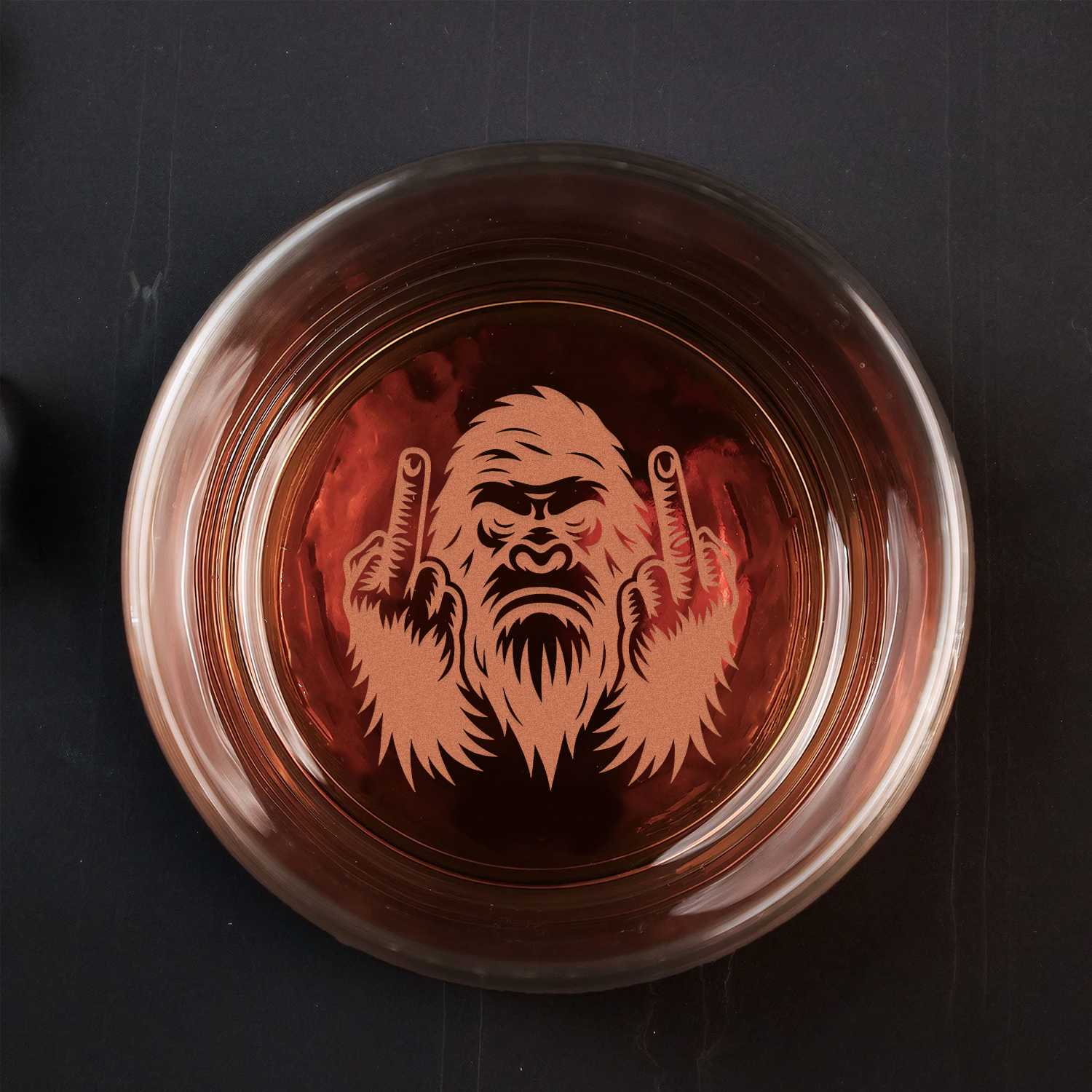 Funny Bigfoot Fuckin' Fingers Engraved Whiskey Glass – Unique Gift for Men & Whiskey Lovers