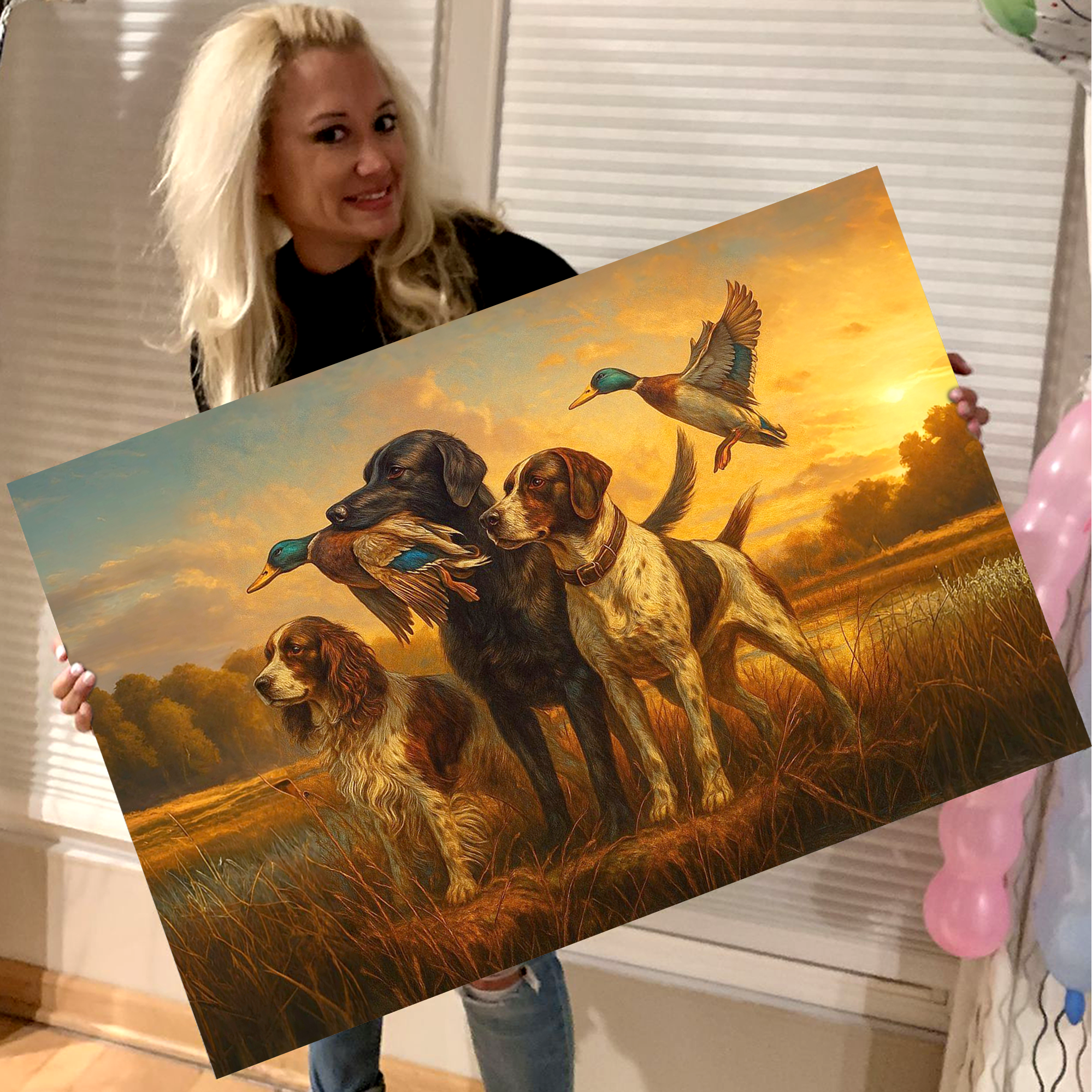 Duck Hunting Dogs Canvas Wall Art, Rustic Hunting Home Decor, Perfect Gift for Hunters