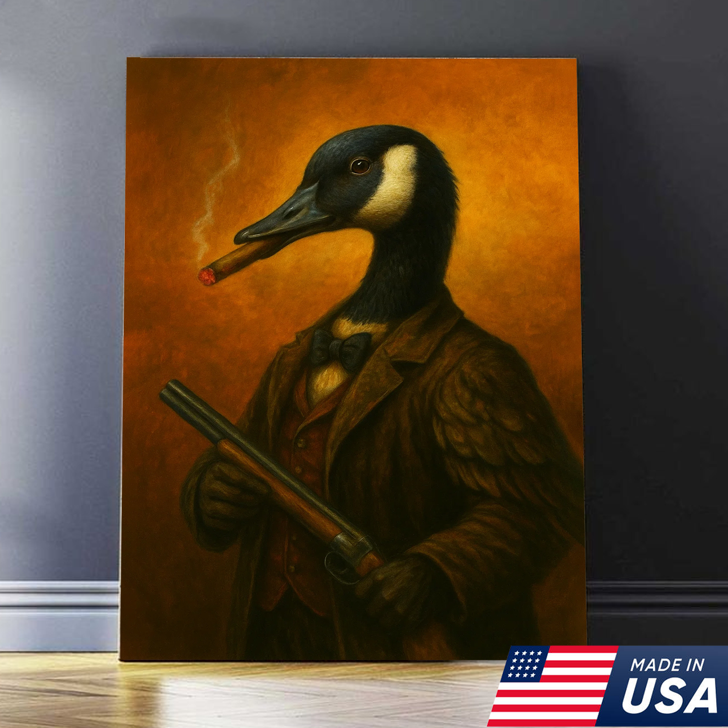 Goose Hunter Canvas Wall Art – Funny Canada Goose Hunting Gift for Men, Lodge & Man Cave Decor