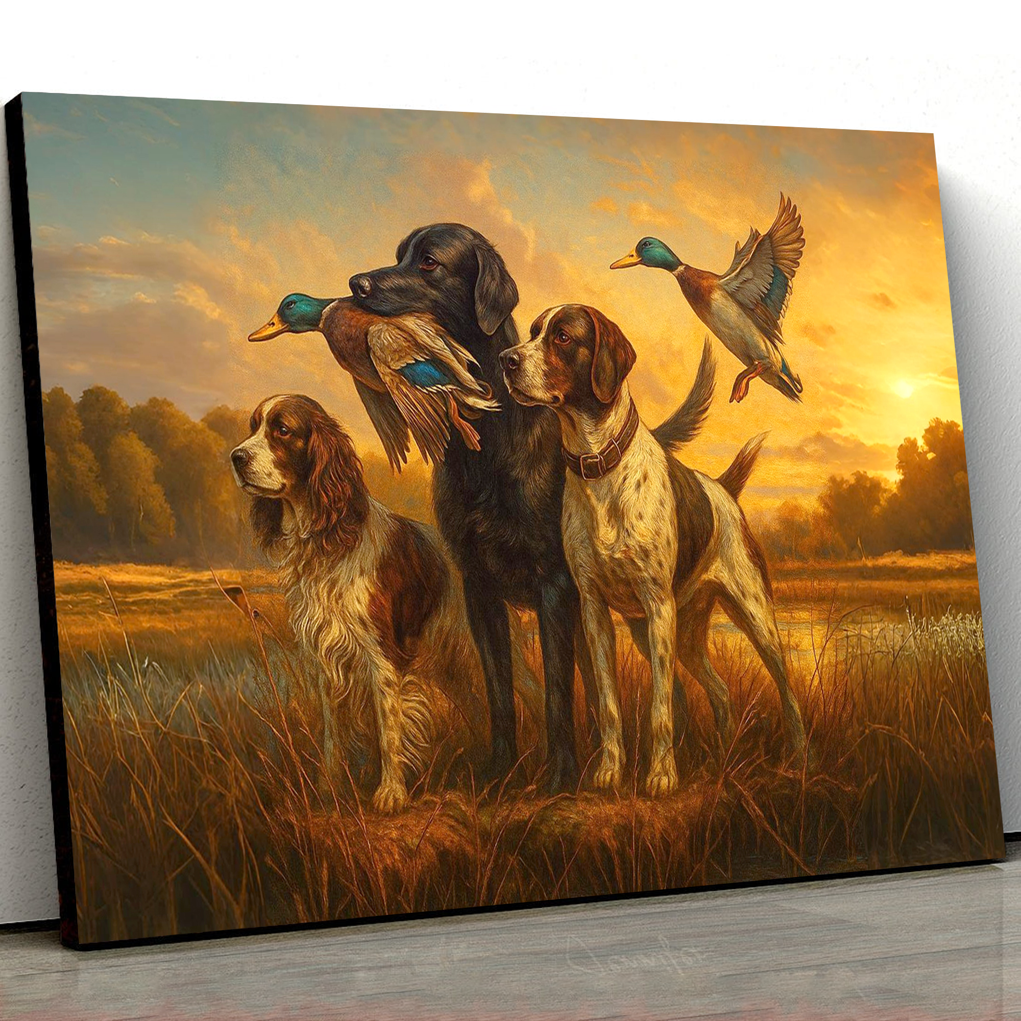 Duck Hunting Dogs Canvas Wall Art, Rustic Hunting Home Decor, Perfect Gift for Hunters