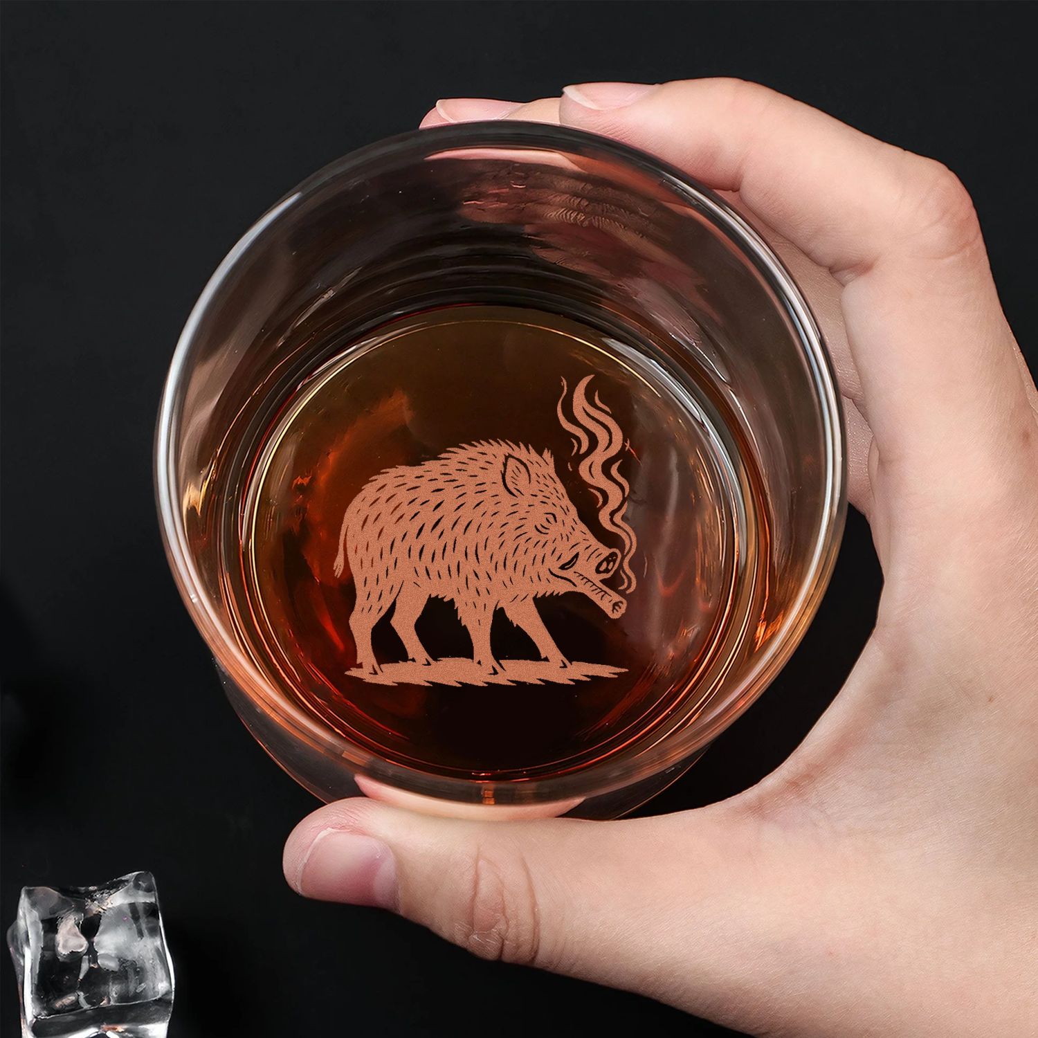 Wild Boar Hunting Engraved Whiskey Glass 2025 – Limited Edition Gift for Men & Hunters