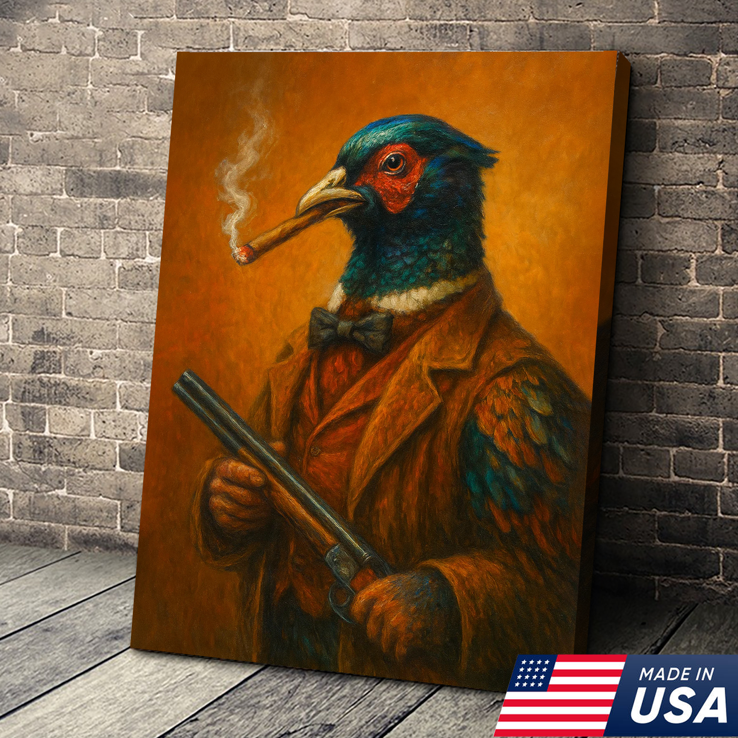 Pheasant Hunter Canvas Wall Art – Funny Hunting Gift for Men, Upland Game Bird Hunters & Lodge Decor
