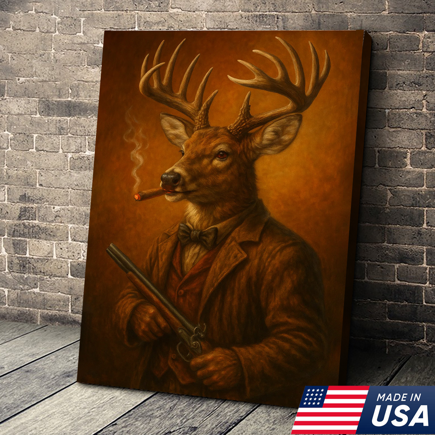 Deer Hunter Canvas Wall Art – Funny Hunting Gift for Men, Hunters & Lodge Decor