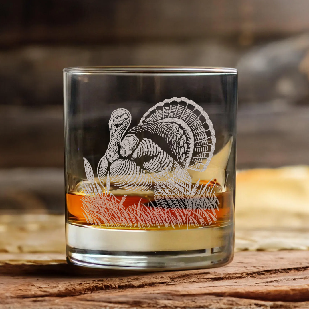 Turkey Hunting Engraved Whiskey Glass, Hunting Gift for Men, Rustic Barware 2025 Limited Edition